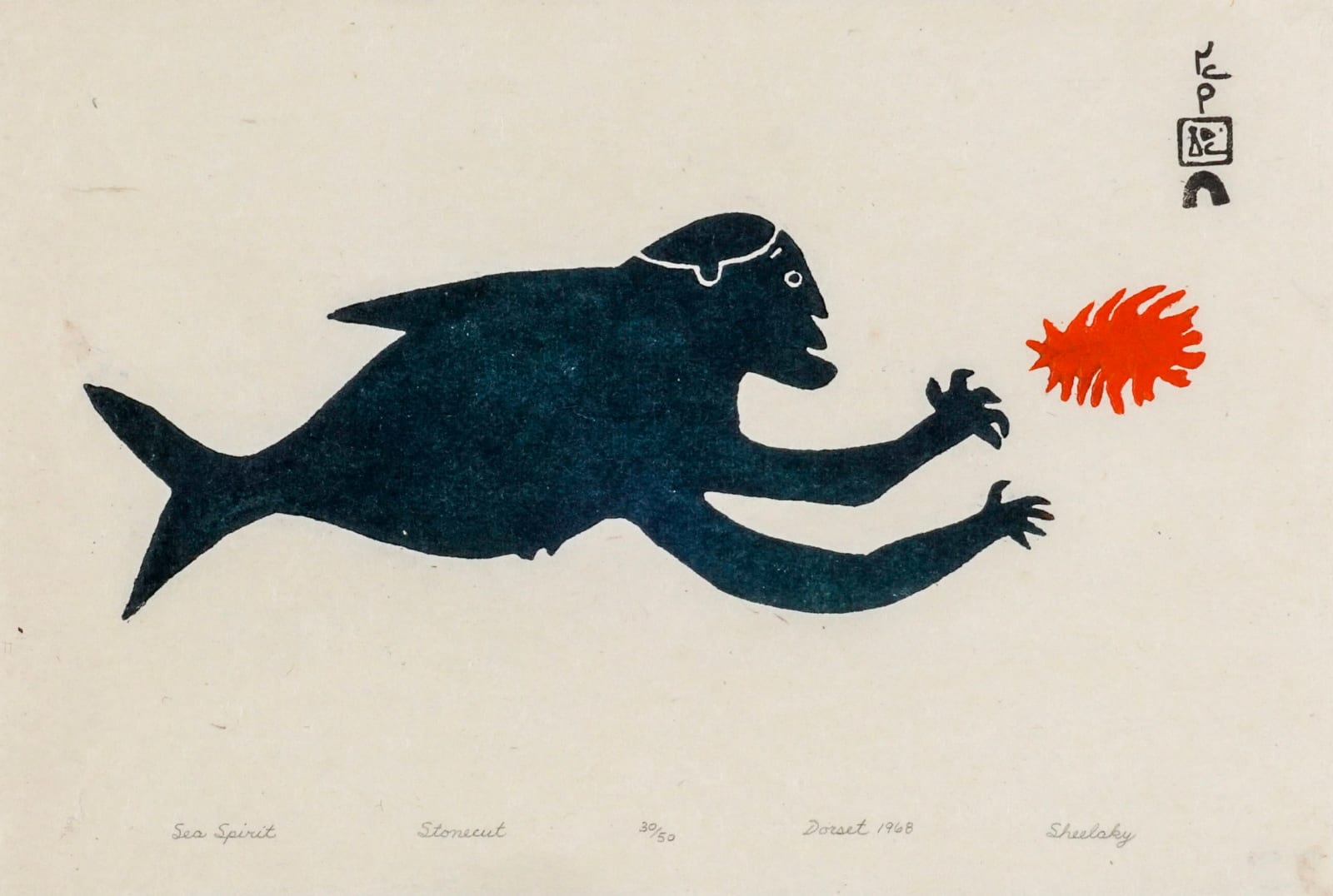 SHEELAKY TAPUNGAI (1902-1985) KINNGAIT (CAPE DORSET), Sea Spirit, 1968 (1999 #26)