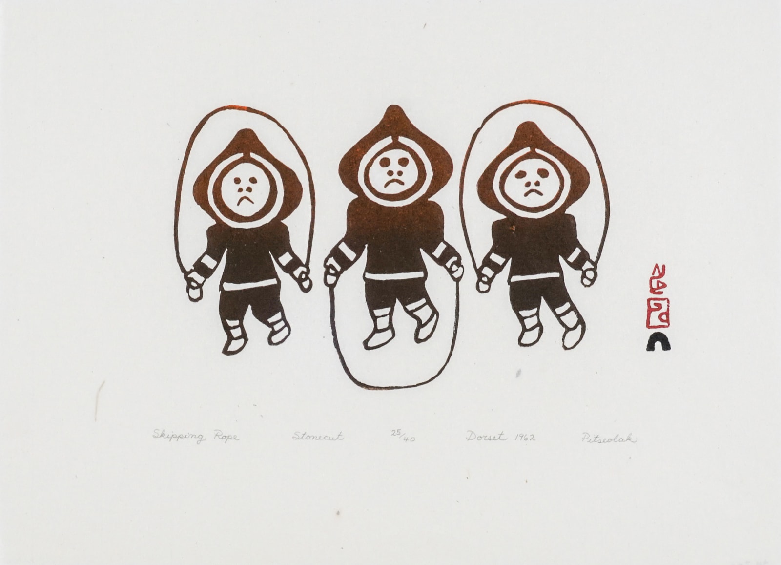 PITSEOLAK ASHOONA, R.C.A., O.C., (1904-1983) KINNGAIT (CAPE DORSET), Skipping Rope, 1962 (2002)