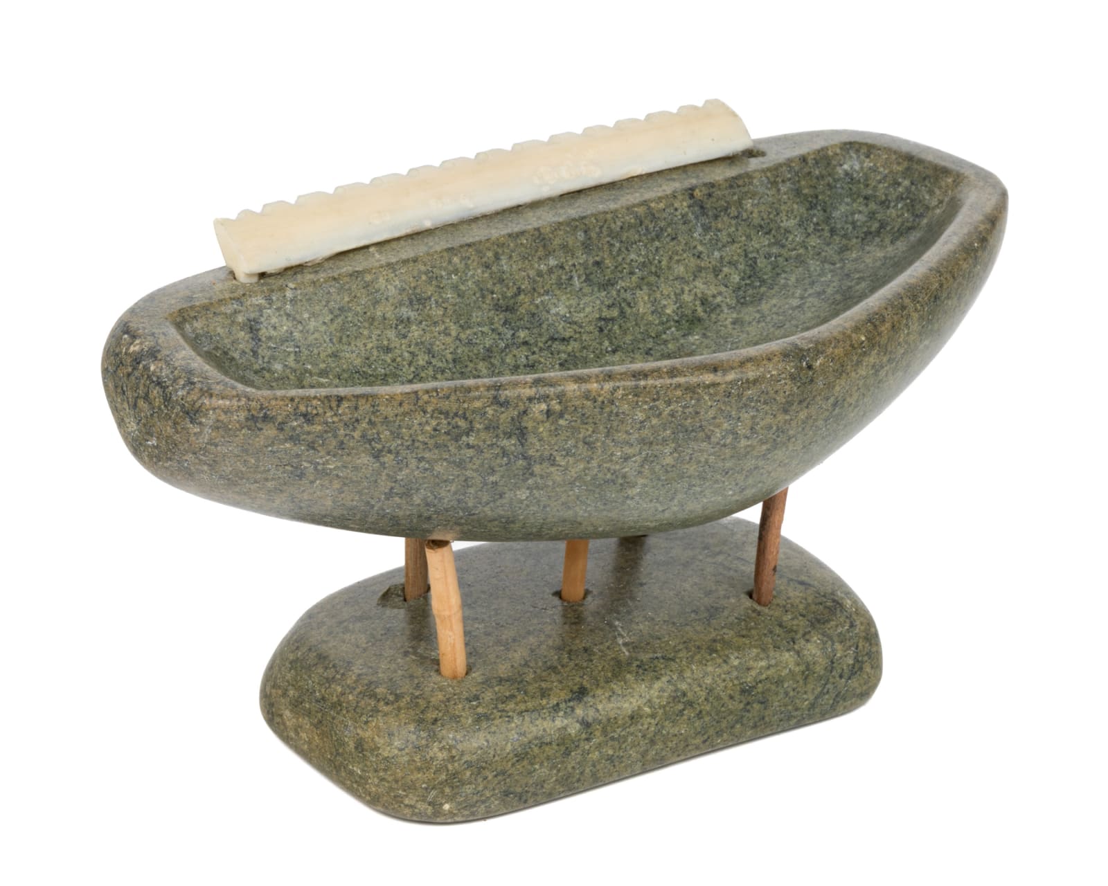 UNIDENTIFIED INUIT ARTIST, NAUJAAT (REPULSE BAY), Model Qulliq (Kudlik) on Base, c. 1960