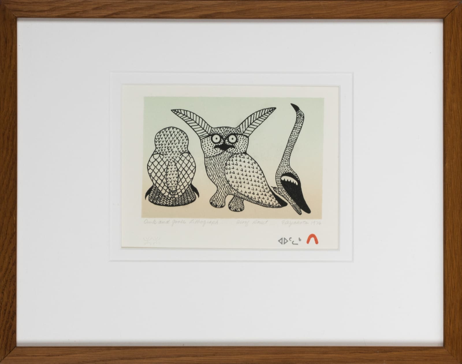 ELIYAKOTA SAMUALIE (1939-1987) KINNGAIT (CAPE DORSET), Owls and Goose, 1976 (Special Release)