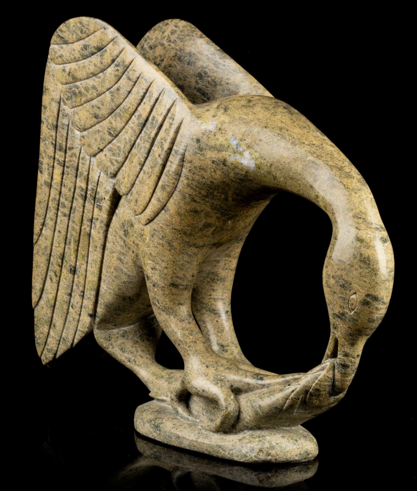 PITSEOLAK NIVIAQSI, R.C.A. (1947-2015) KINNGAIT (CAPE DORSET), Bird with Captured Fish, c. early 2000s