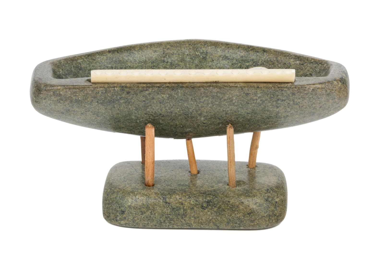UNIDENTIFIED INUIT ARTIST, NAUJAAT (REPULSE BAY), Model Qulliq (Kudlik) on Base, c. 1960