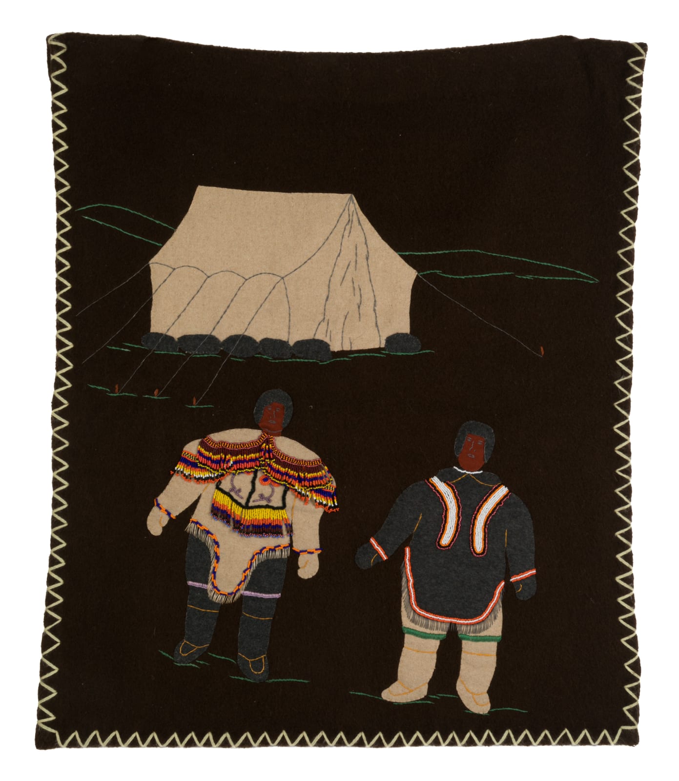 UNIDENTIFIED ARTIST, ARVIAT (ESKIMO POINT), Untitled (Man and Woman Outside a Spring Tent), 1980s
