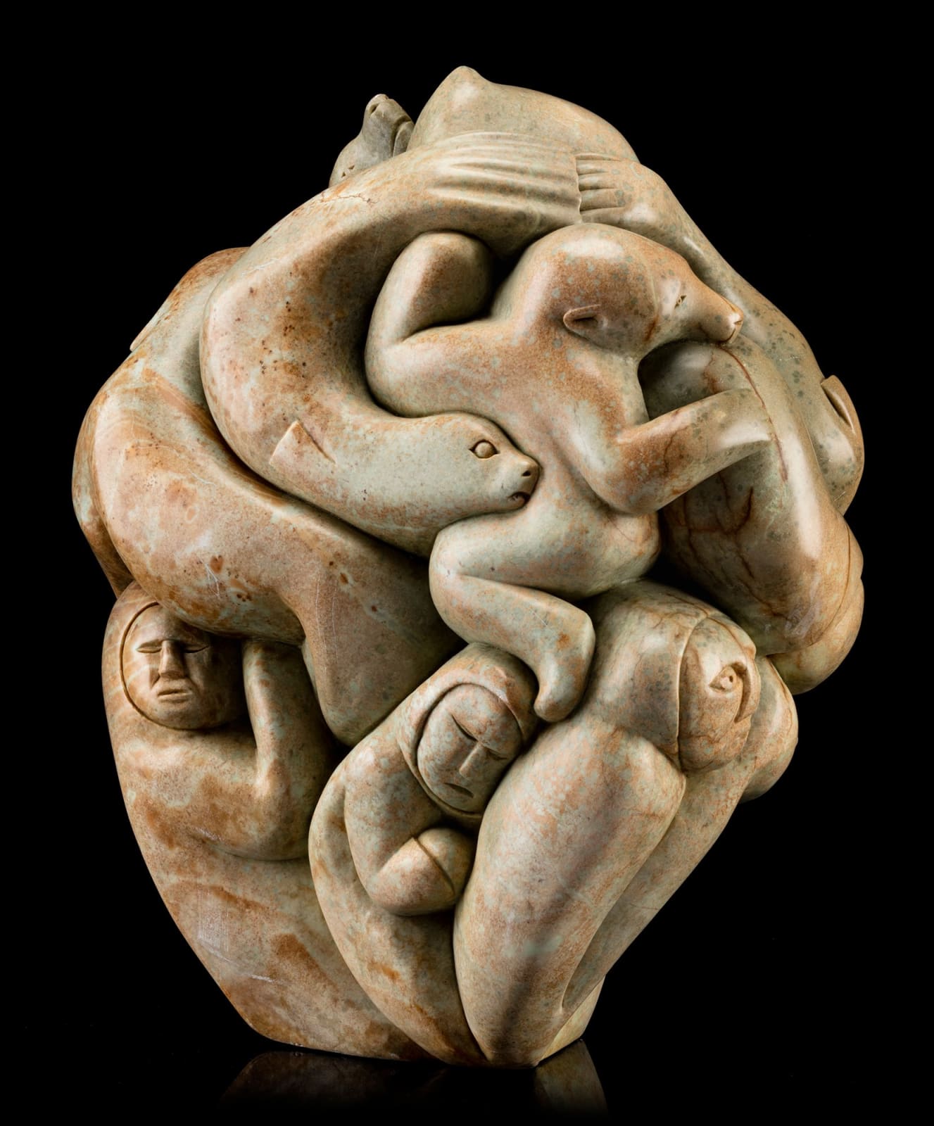 ABRAHAM ANGHIK RUBEN, O.C. (1951-) PAULATUK / SALT SPRING ISLAND, B.C, Mothers and Children, with Animal Spirits, c. 2000