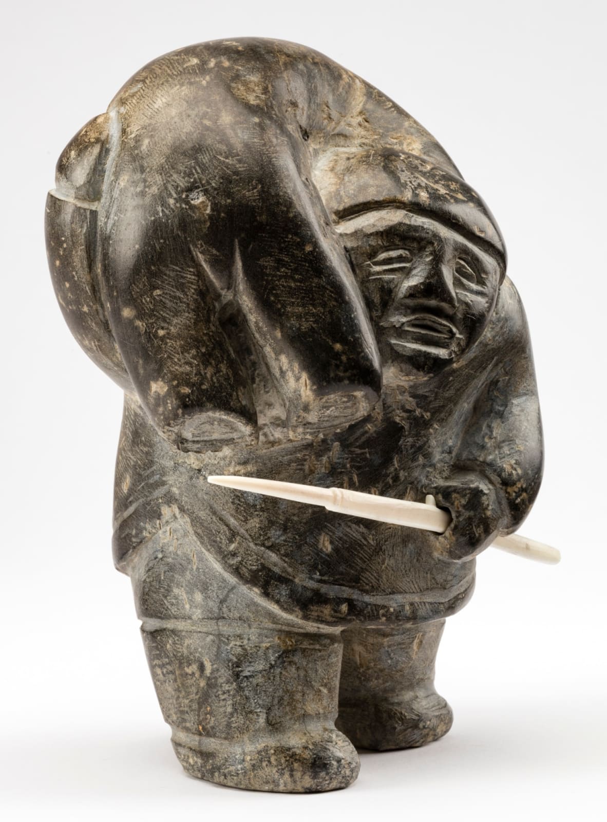ENNUTSIAK (1893-1967) IQALUIT (FROBISHER BAY), Hunter with Captured Bear , c. 1960-62