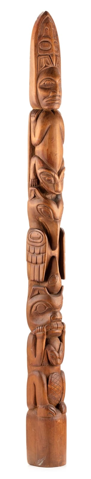 WILLIAM JAMES UKAS (YEEKA.AAS) (1834- c. 1902), TLINGIT, Raven Totem (Kiks.ádi) Model Pole, c. 1890-1900