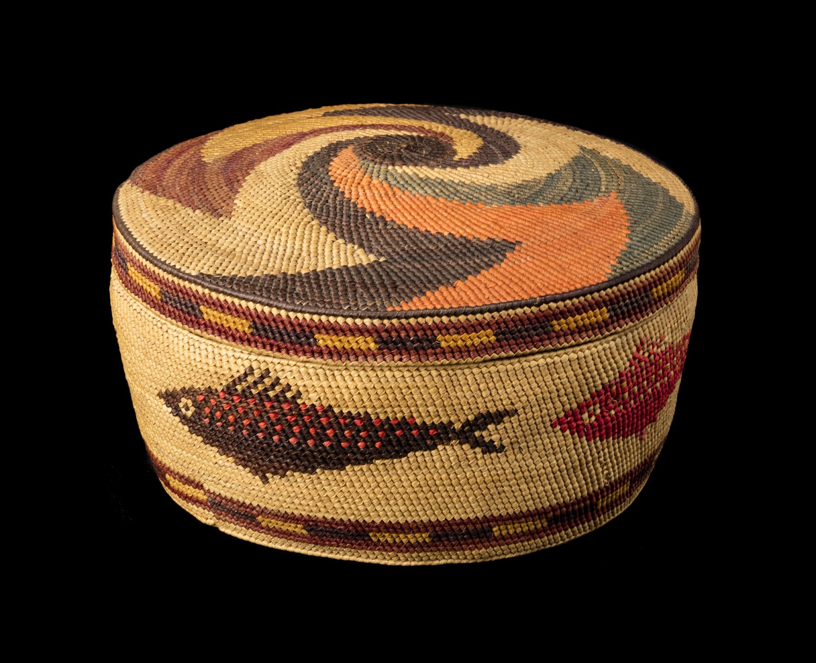 UNIDENTIFIED ARTIST, NUU-CHAH-NULTH OR MAKAH, Decorated Lidded Basket, c. 1890-1900
