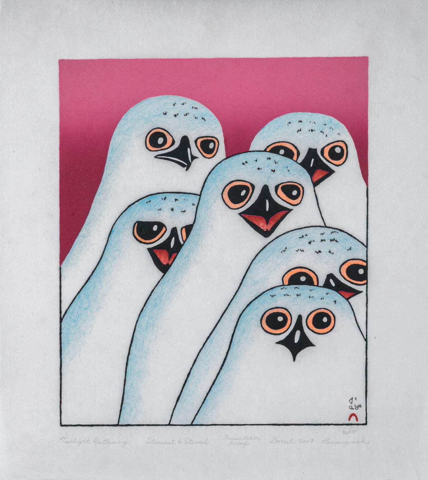 KANANGINAK POOTOOGOOK, R.C.A. (1935-2010) KINNGAIT (CAPE DORSET), Twilight Gathering, 2007 (2008, Special Release)