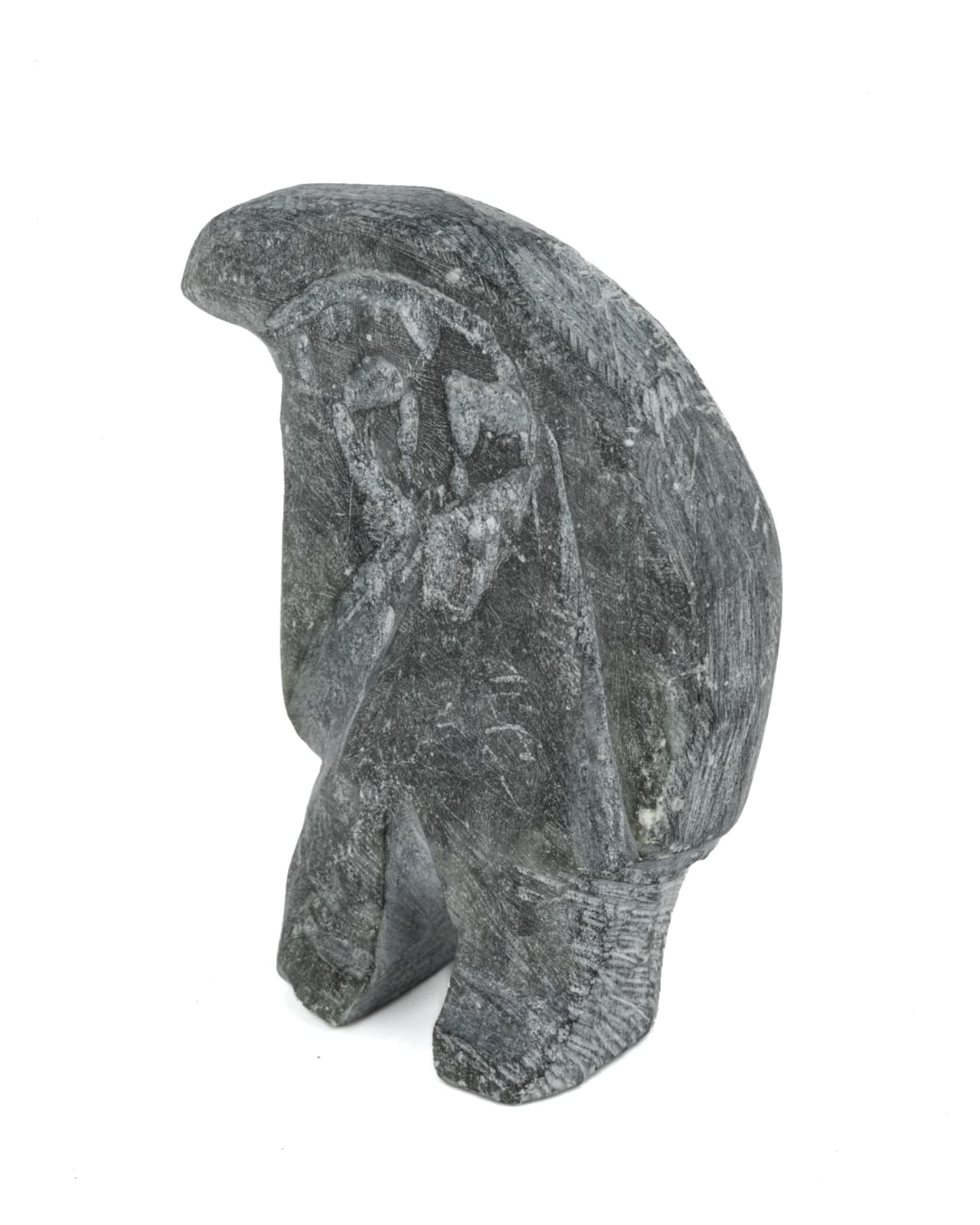 JOHN KAVIK (1897-1993) KANGIQLINIQ (RANKIN INLET), Hooded Figure with Hand to Mouth, late 1970s
