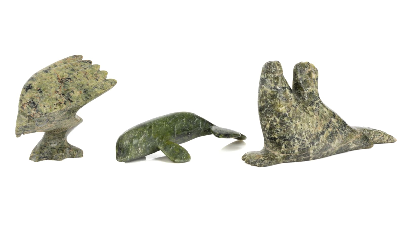 ALASHUA SHARKY (1973-), MARY RAGEE, and NOAH NOWDLAK (1964-) KINNGAIT (CAPE DORSET), Three Arctic Animals, c. 1990s / 2000s