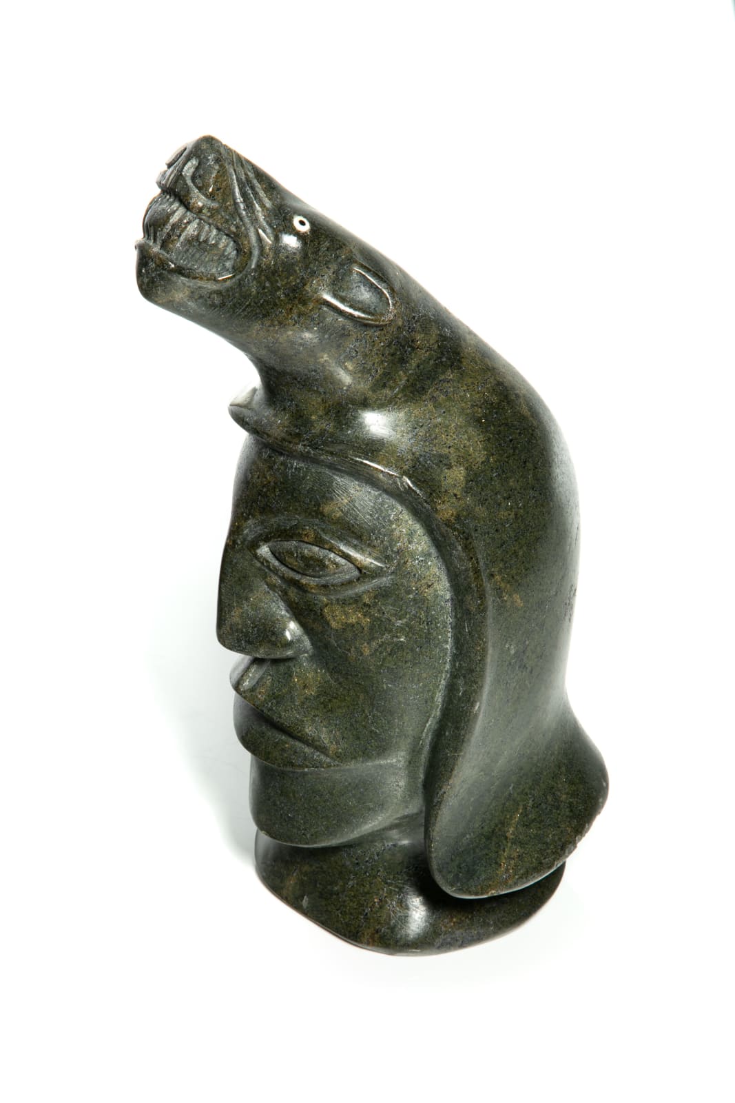 NUVEEYA (NOOVEEYA) IPELLIE (1920-2010) IQALUIT (FROBISHER BAY), Shaman with Polar Bear Spirit Helper, late 1970s
