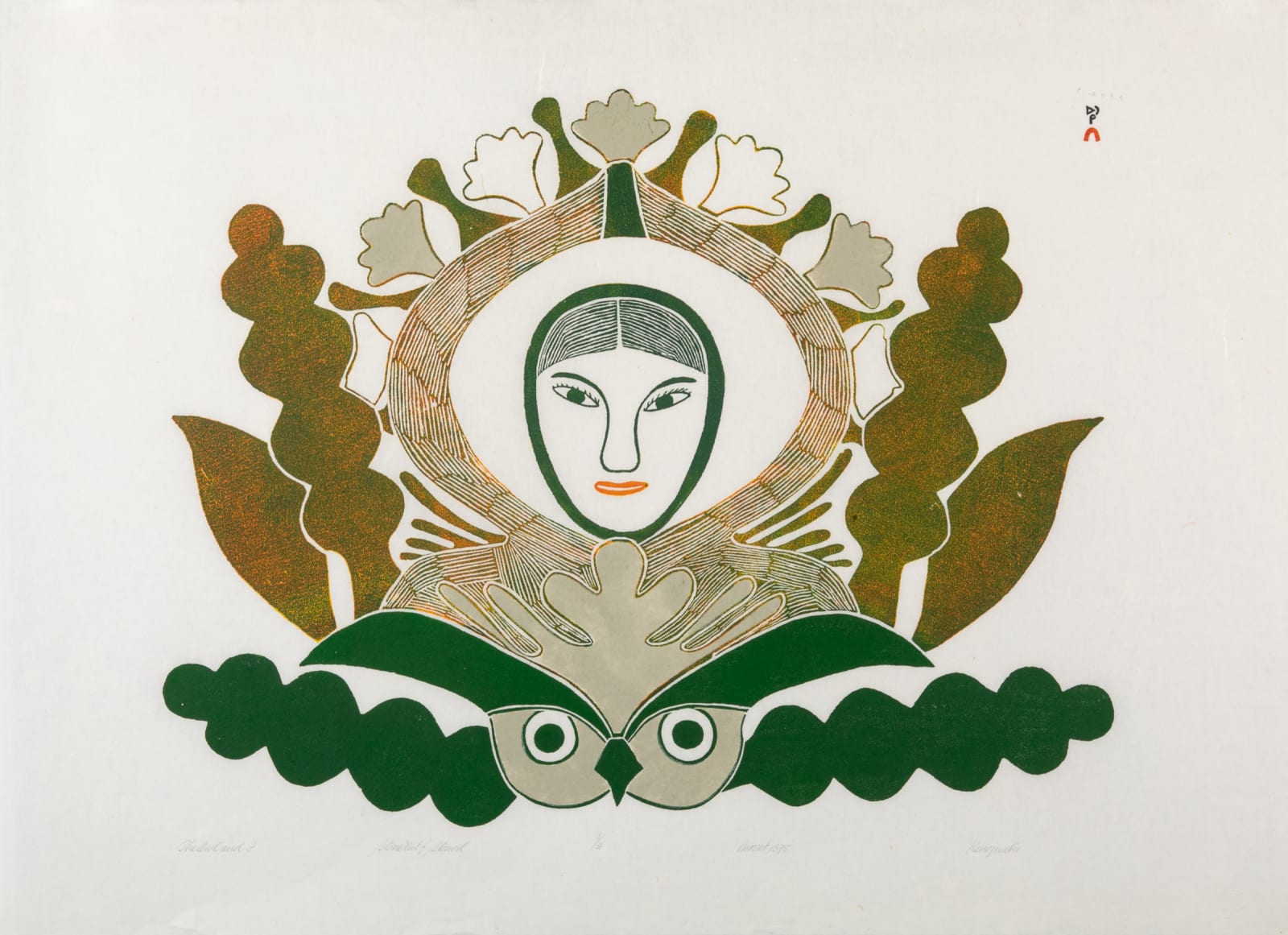 KENOJUAK ASHEVAK, C.C., R.C.A. (1927-2013) KINNGAIT (CAPE DORSET), The Owl and I, 1975 #1