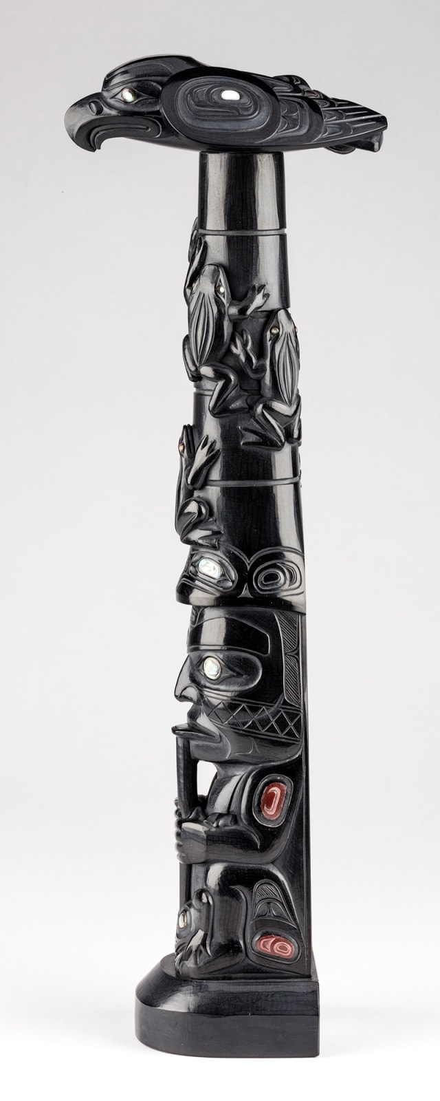 CHRISTIAN WHITE (1962-) OLD MASSET, HAIDA GWAII, Eagle Clan Ancestress Model Totem Pole, 2014