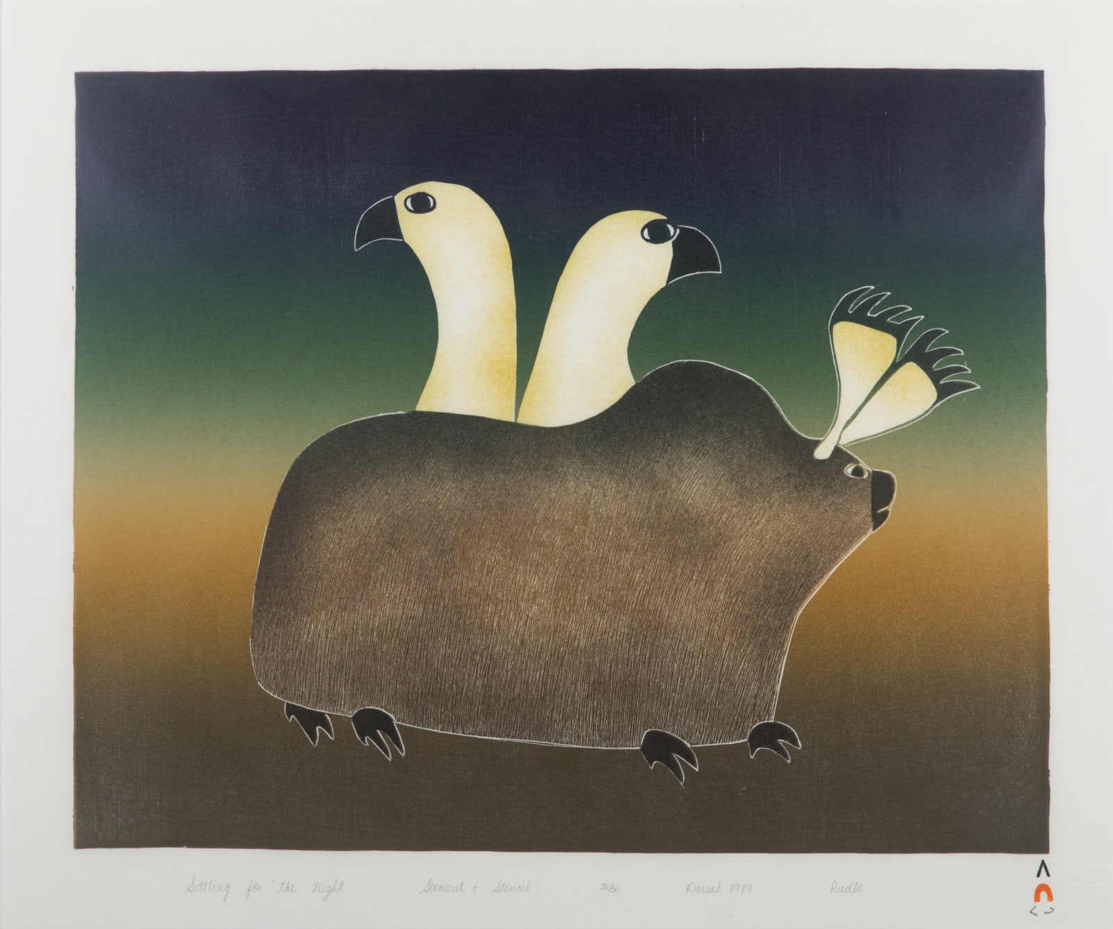 PUDLO PUDLAT (1916-1992) KINNGAIT (CAPE DORSET), Settling for The Night, 1989 #24