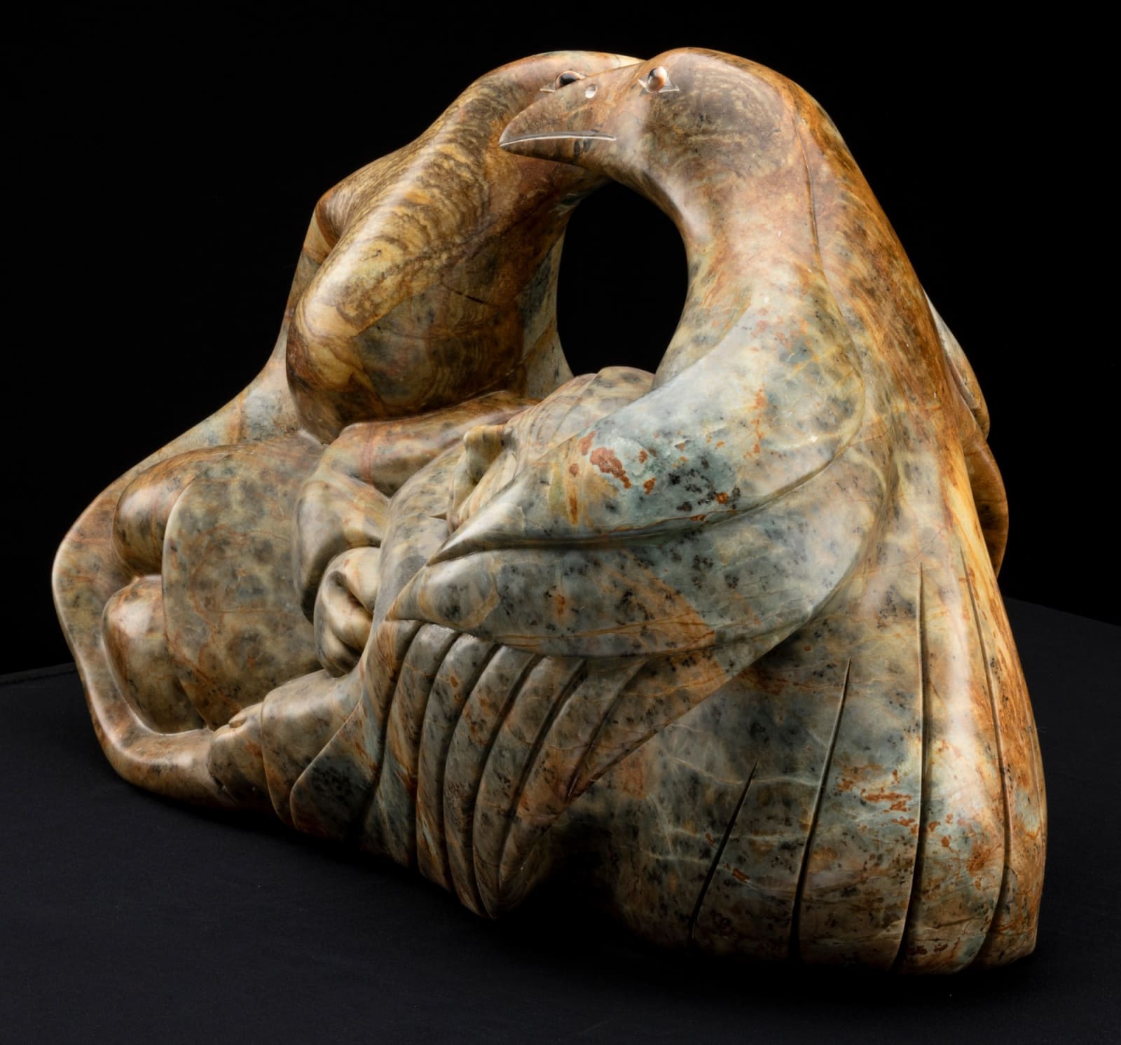 ABRAHAM ANGHIK RUBEN, O.C. (1951-) PAULATUK / SALT SPRING ISLAND, B.C, Figure Slumbering with Two Birds, 1990s