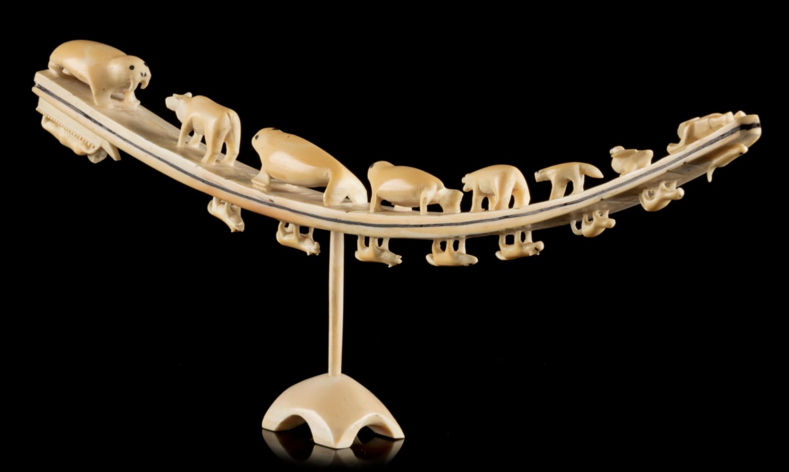 Attributed to SAROLLIE (SYOLLIE) WEETALUKTUK (1906-1962) INUKJUAK (PORT HARRISON), Hunter, Dog Team, and Animals, c. 1952-53