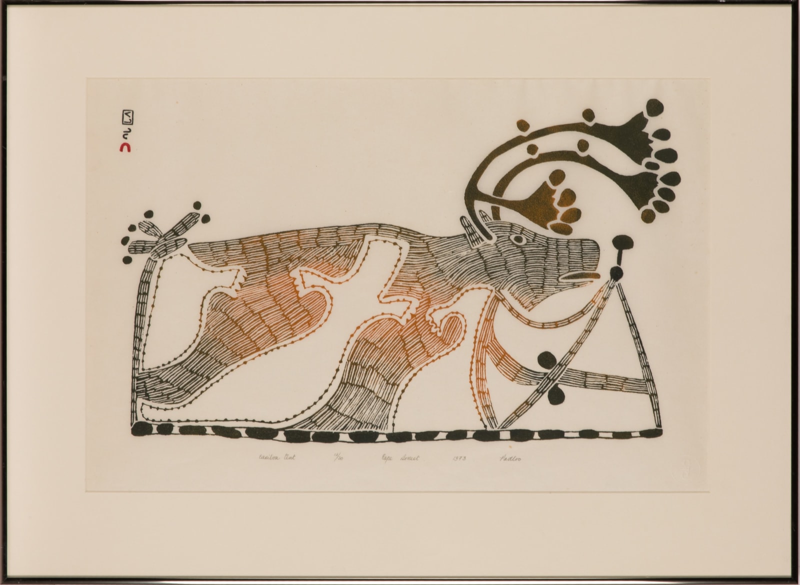 PUDLO PUDLAT (1916-1992) KINNGAIT (CAPE DORSET), Caribou Tent, 1973 #53