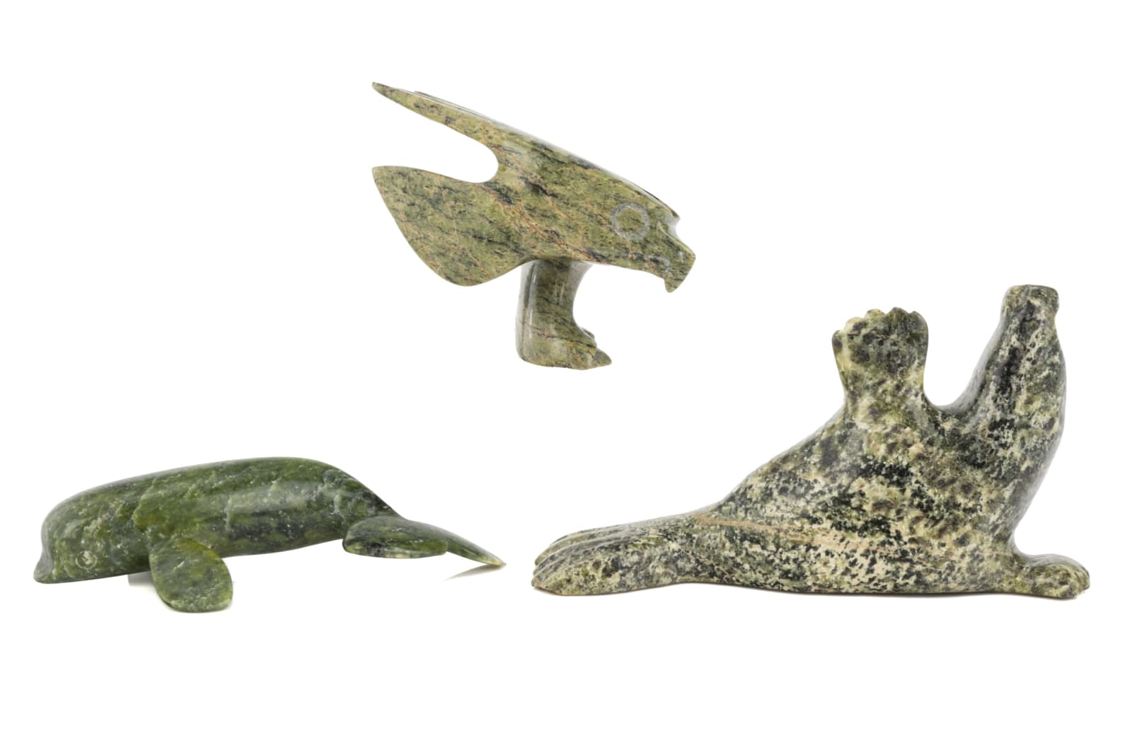 ALASHUA SHARKY (1973-), MARY RAGEE, and NOAH NOWDLAK (1964-) KINNGAIT (CAPE DORSET), Three Arctic Animals, c. 1990s / 2000s