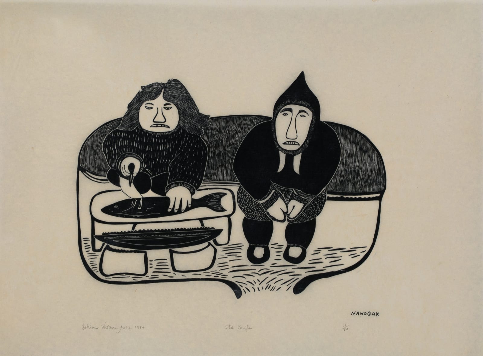 AGNES NANOGAK GOOSE (1925-2001), ULUKHAKTOK (HOLMAN ISLAND), Old Couple, 1974 #4