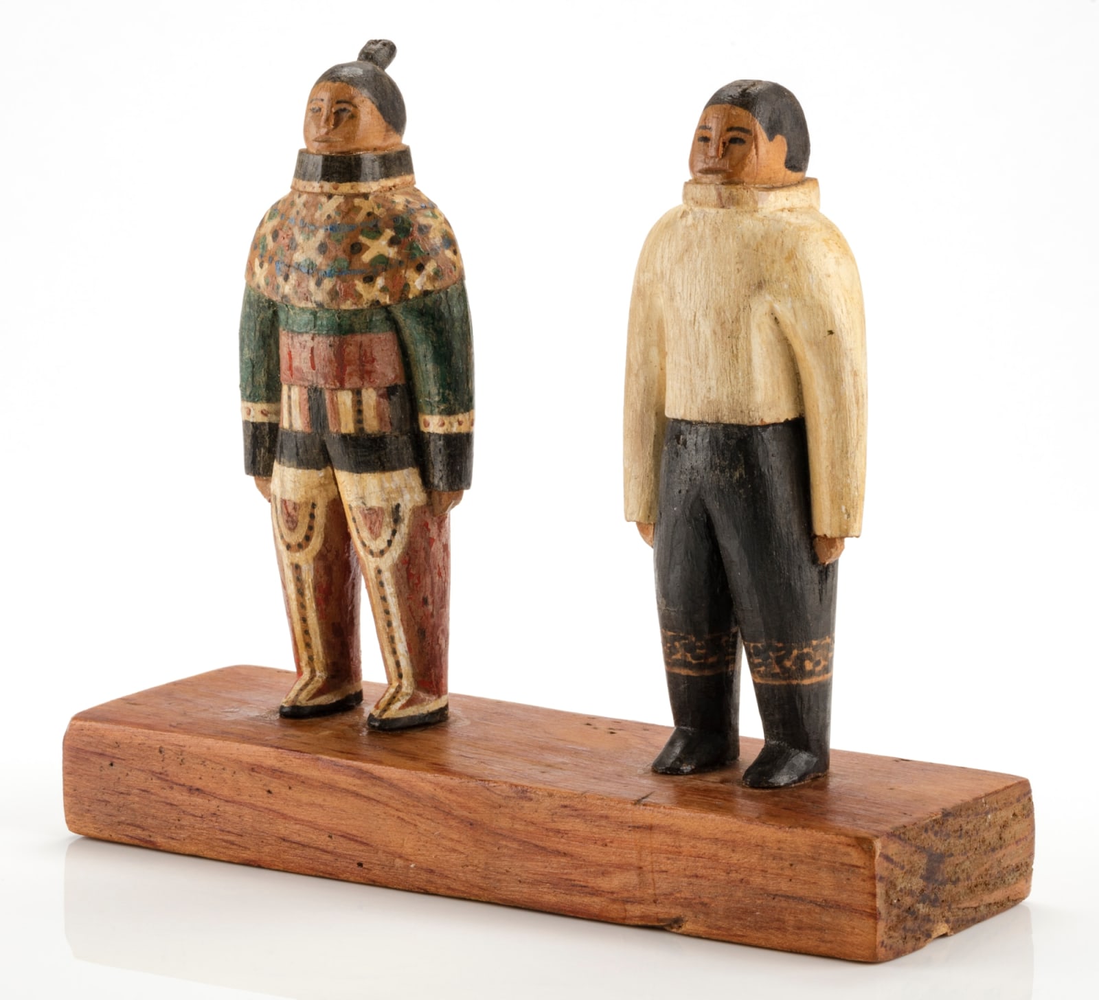 UNIDENTIFIED GREENLANDIC ARTIST, Two Standing Figures on Base, c. 1940s or 1950s