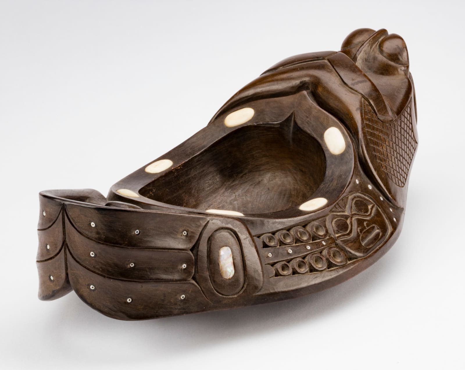 AUGUSTUS BEAN (1850-1926) and RUDOLPH WALTON (1867-1951), TLINGIT, SITKA, ALASKA, Seal Form Grease Bowl, c. 1910-1915