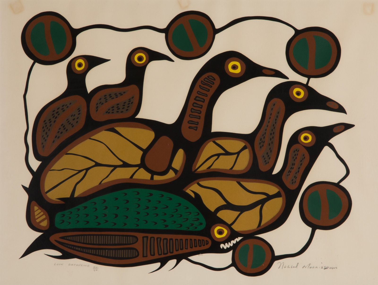 NORVAL MORRISSEAU, C.M. (1931-2007) ANISHINAABE (OJIBWE), Loon Gathering