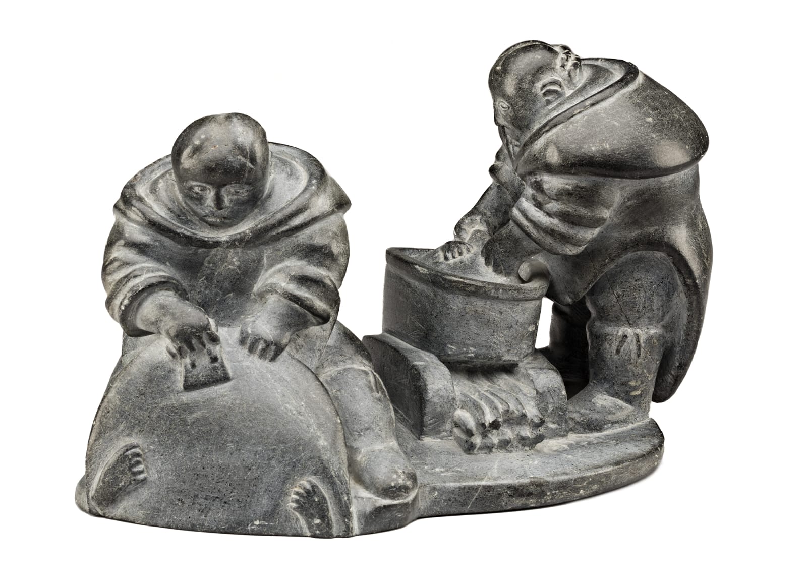 JUANISIALU IRQUMIA (1912-1977) m., PUVIRNITUQ (POVUNGNITUK), Two Women Preparing Skins, 1958-60