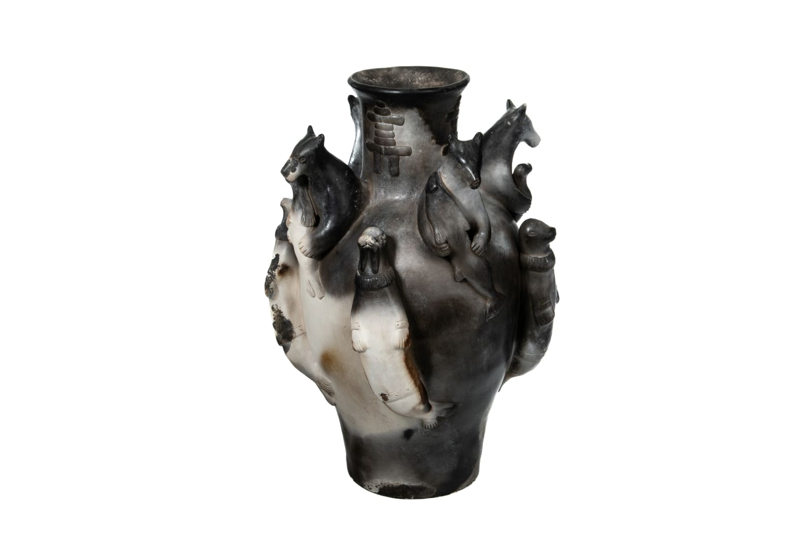 ROGER AKSADJUAK (1972-) KANGIQLINIQ (RANKIN INLET) / WINNIPEG, MB, Decorated Vase, 20 November 2004