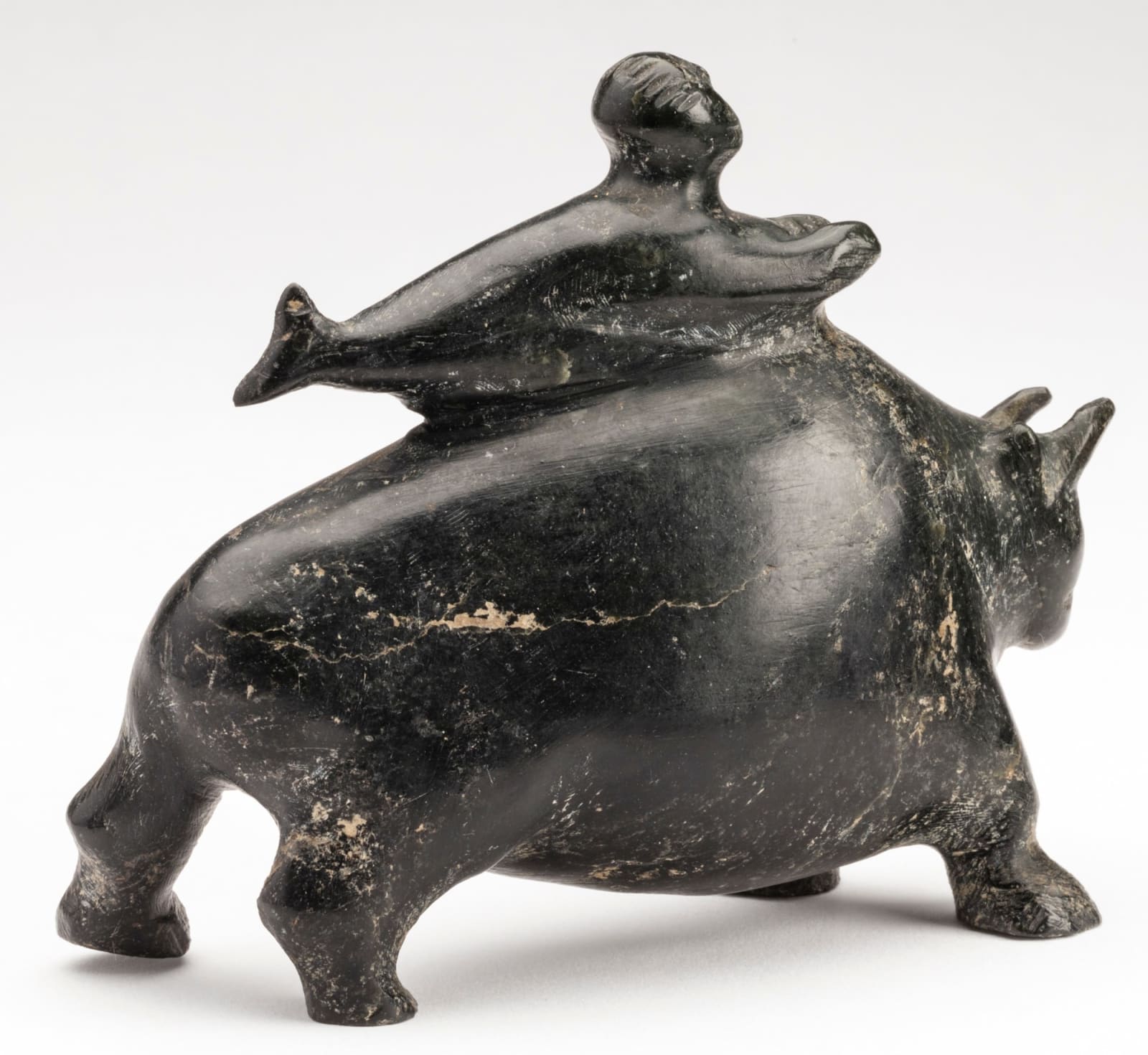 SALOMONIE JAW (1954-) KINNGAIT (CAPE DORSET), Fish Spirit and Muskox, 1965