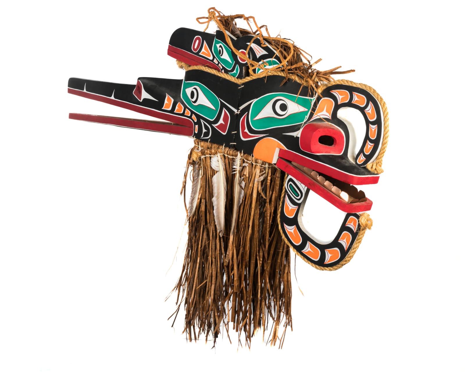 TONY GULBRANDSEN (1962-) TSIMSHIAN, Kwakwa̱ka̱ʼwakw Style G̲a̱luḵwiwe (Crooked Beak of Heaven) and Huxwhukw (Hok Hok) Double Mask, 1990s
