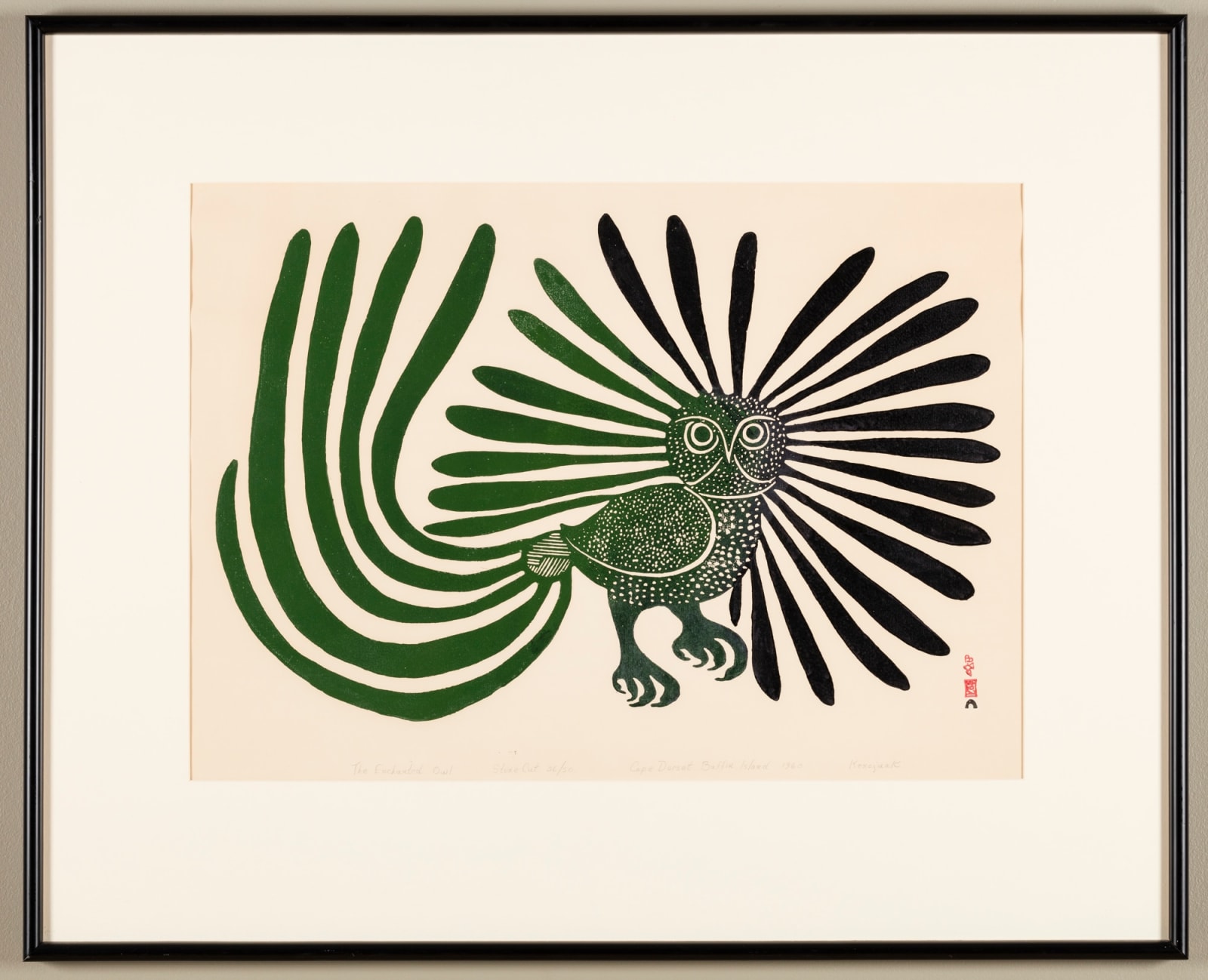 KENOJUAK ASHEVAK, C.C., R.C.A. (1927-2013) KINNGAIT (CAPE DORSET), The Enchanted Owl, 1960 #24
