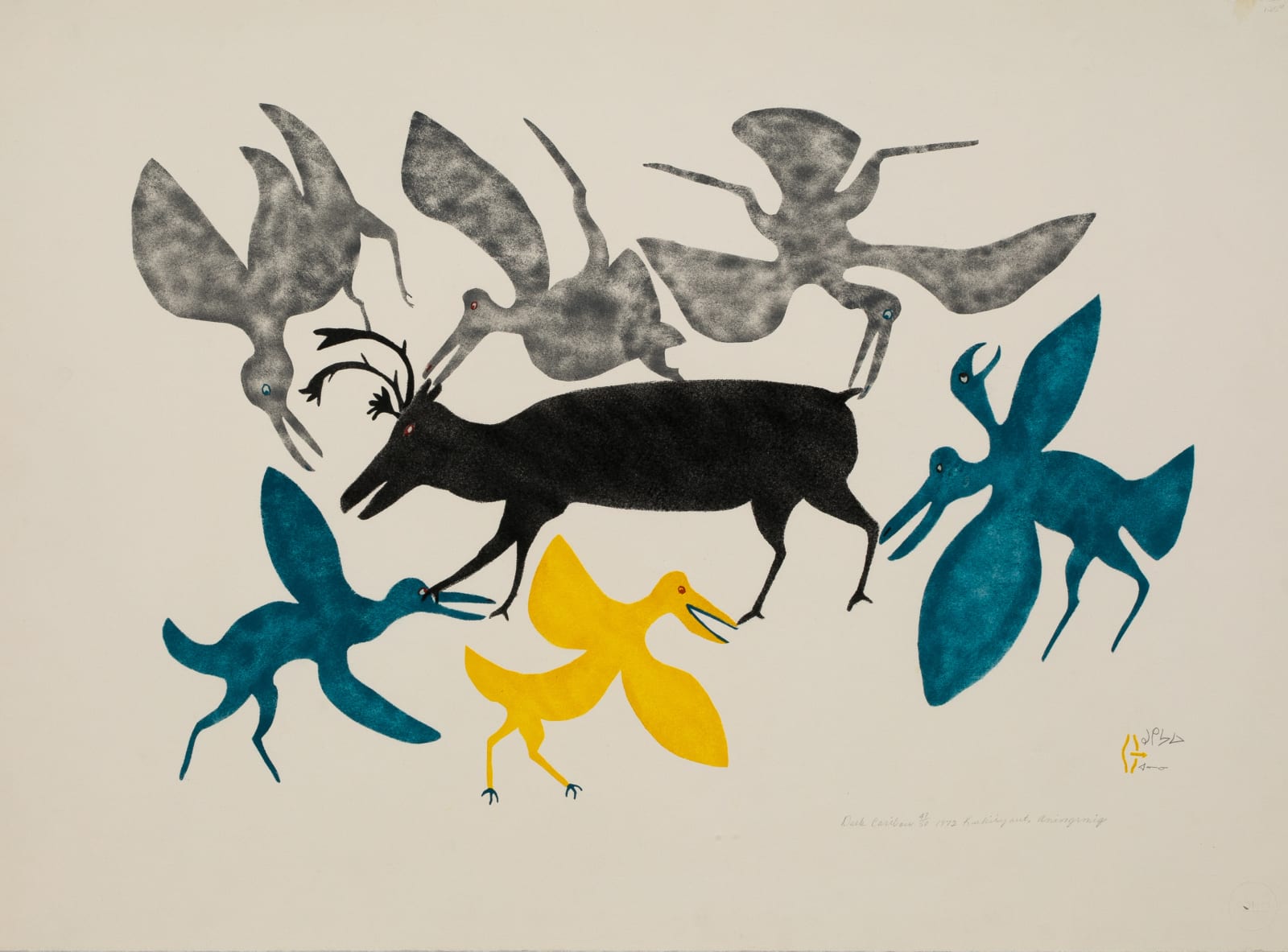 MYRA KUKIIYAUT (1929-2006) QAMANI'TUAQ (BAKER LAKE), Dark Caribou, 1972 (1973 #32)
