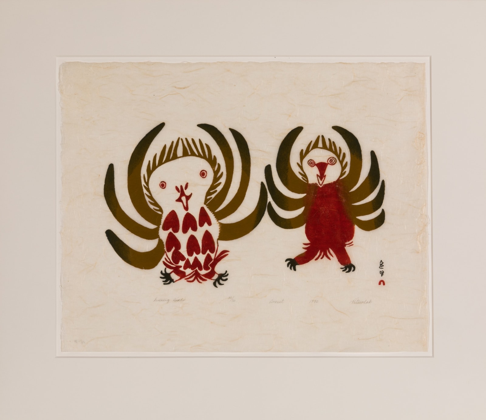 PITSEOLAK ASHOONA, R.C.A., O.C., (1904-1983) KINNGAIT (CAPE DORSET), Evening Birds, 1970 (1971 #15)