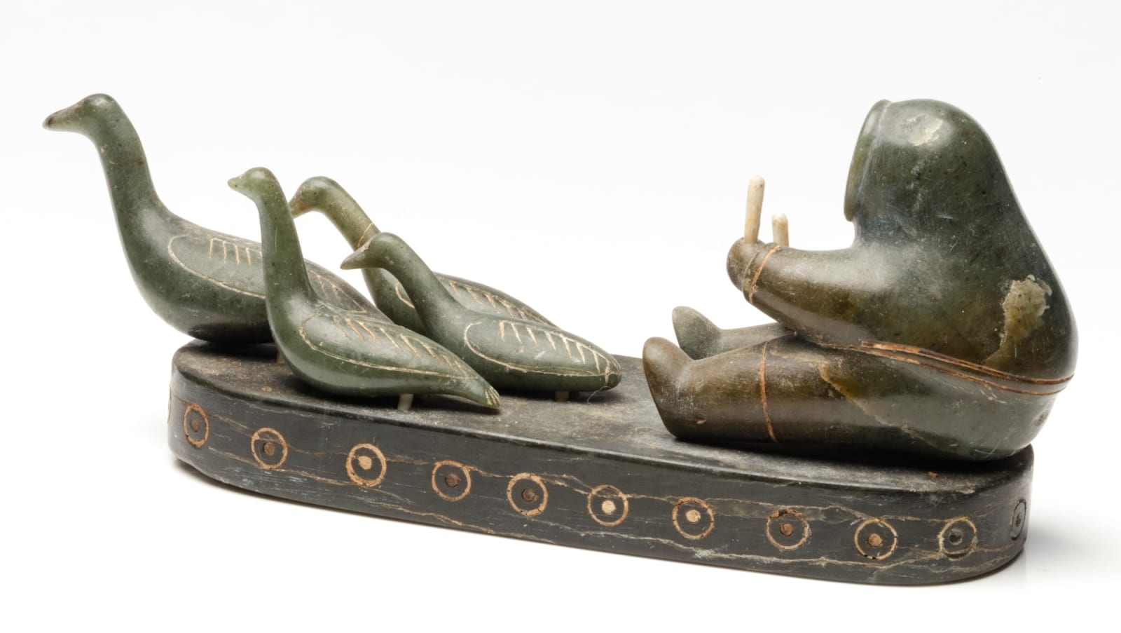 UNIDENTIFIED INUIT ARTIST, PROBABLY KUUJJUARAAPIK (GREAT WHALE RIVER), Hunter And Birds, early 1950s