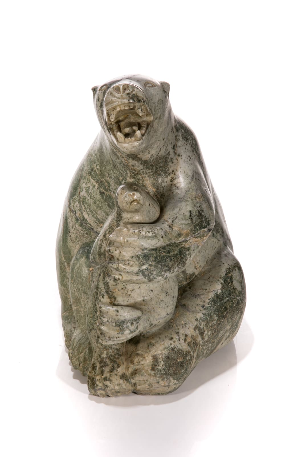 QAQAQ (KAKA) ASHOONA (1928-1996) KINNGAIT (CAPE DORSET), Polar Bear with Captured Seal, c. 1970s