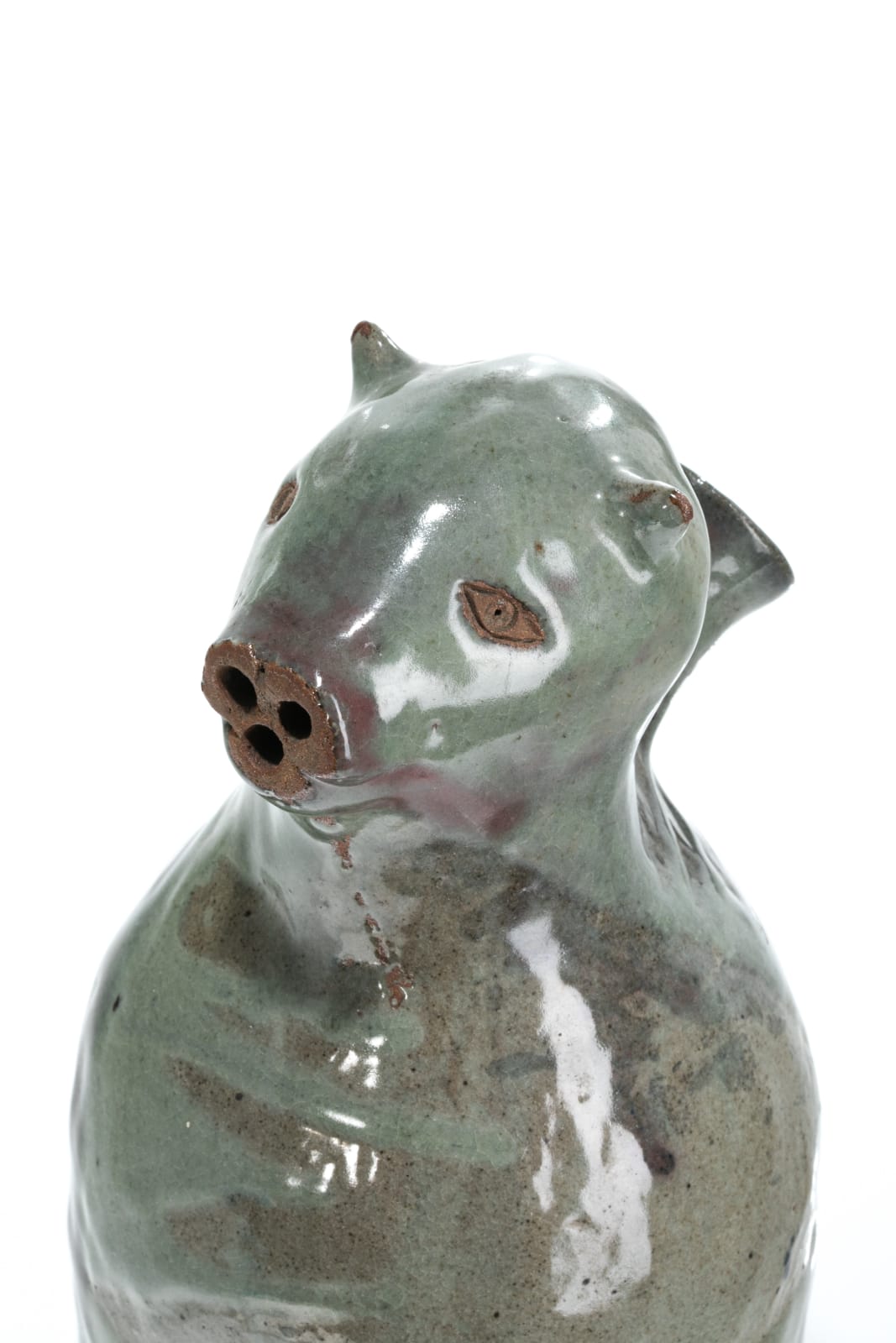 MAKITUK PINGWARTUK (1936-) KINNGAIT (CAPE DORSET), Glazed Ceramic with Polar Bear Head, 1960s