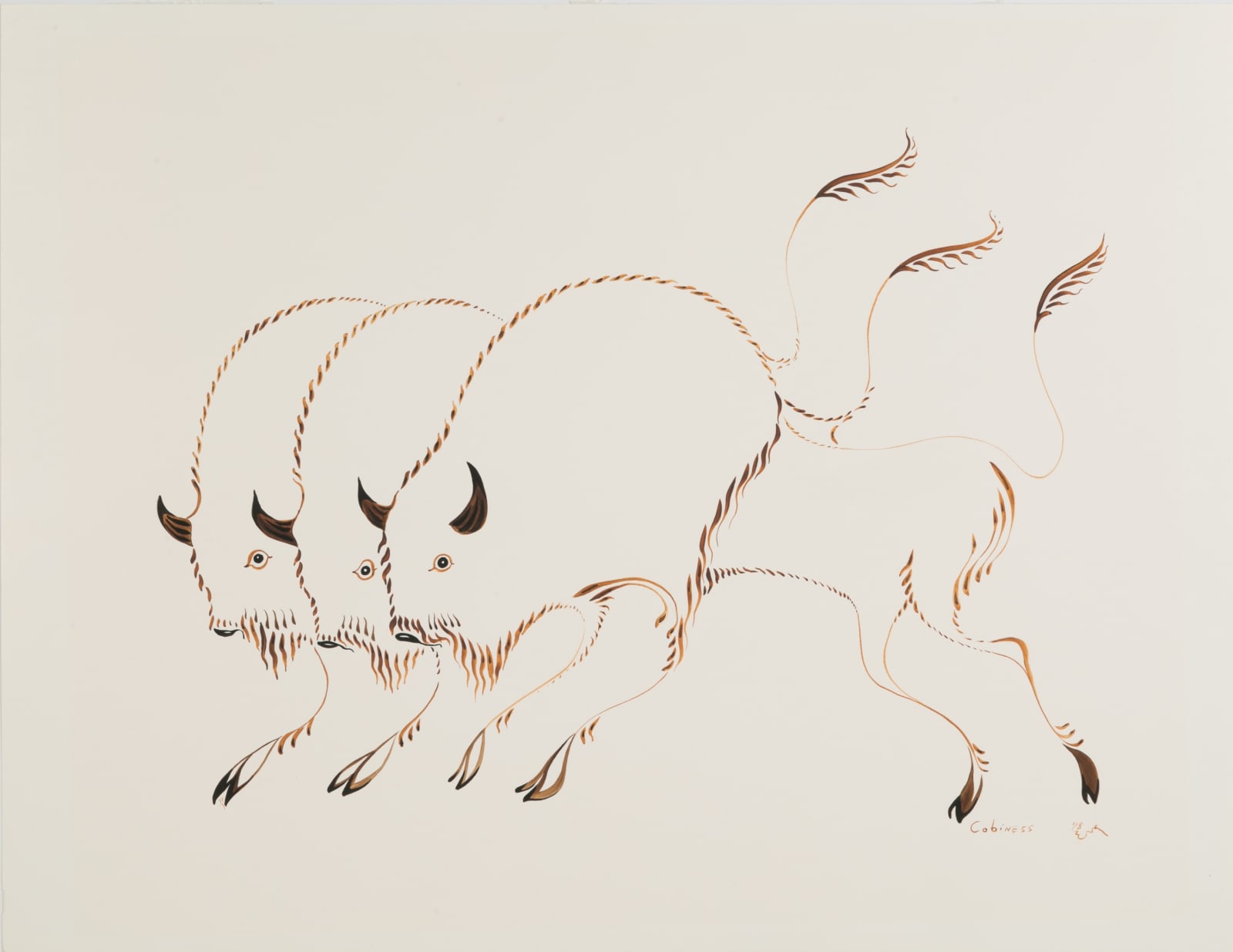 EDDY COBINESS (1933-1996) ANISHINAABE (OJIBWE), Buffalo Bulls, 1978