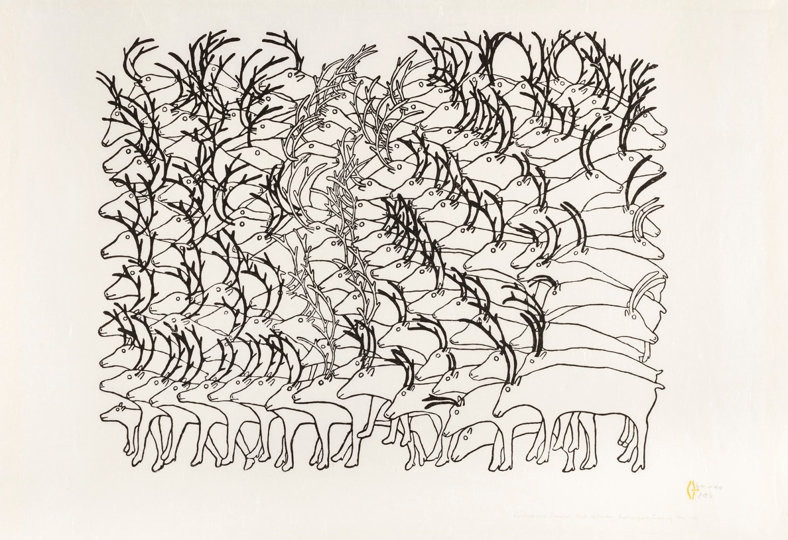 RUTH QAULLUARYUK (1932-2024) QAMANI'TUAQ (BAKER LAKE), Hundreds and Hundreds, Herds of Caribou, 1975 #1