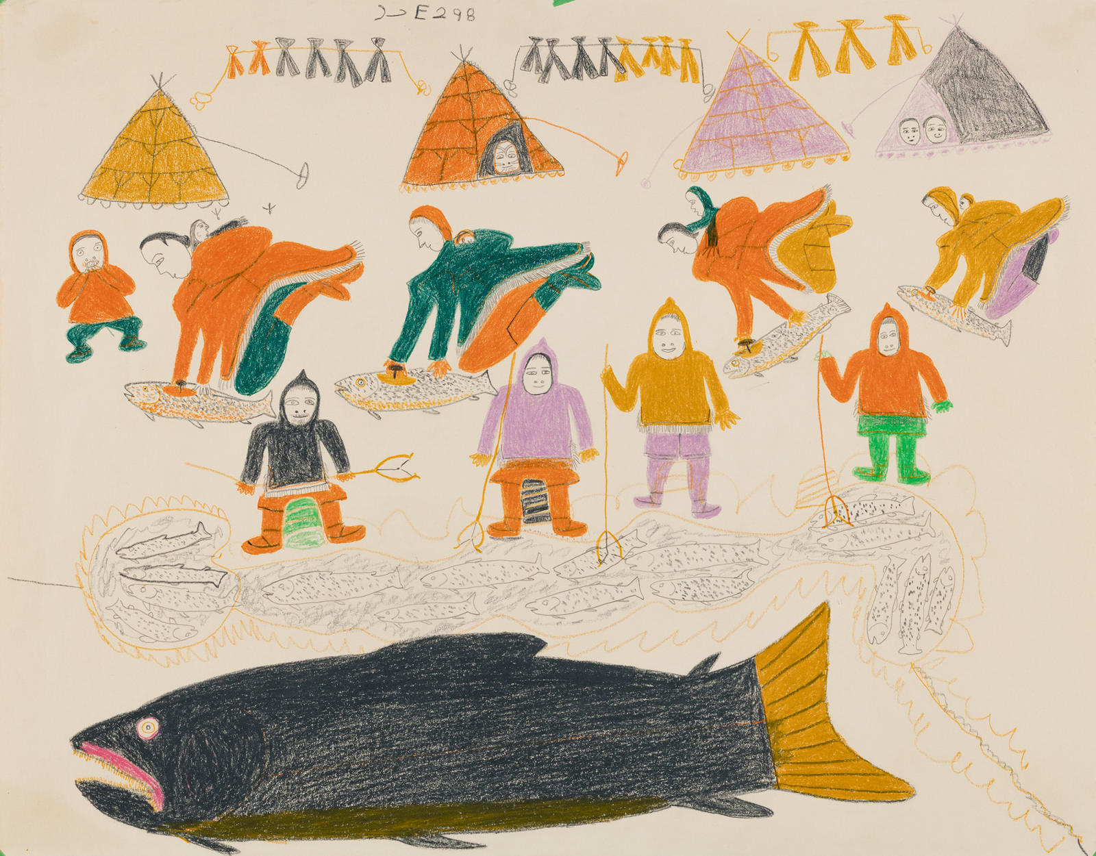 MARION TUU'LUQ, R.C.A. (1910-2002) QAMANI'TUAQ (BAKER LAKE), Fishing Camp, 1973