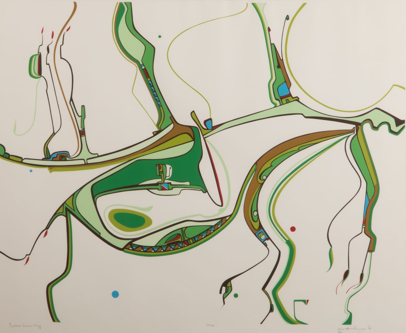 ALEX JANVIER, C.M., A.O.E., R.C.A., (1935-2024), DENE SULINE AND SAULTEAUX, COLD LAKE, AB, Gum Gum's Boy, 1975