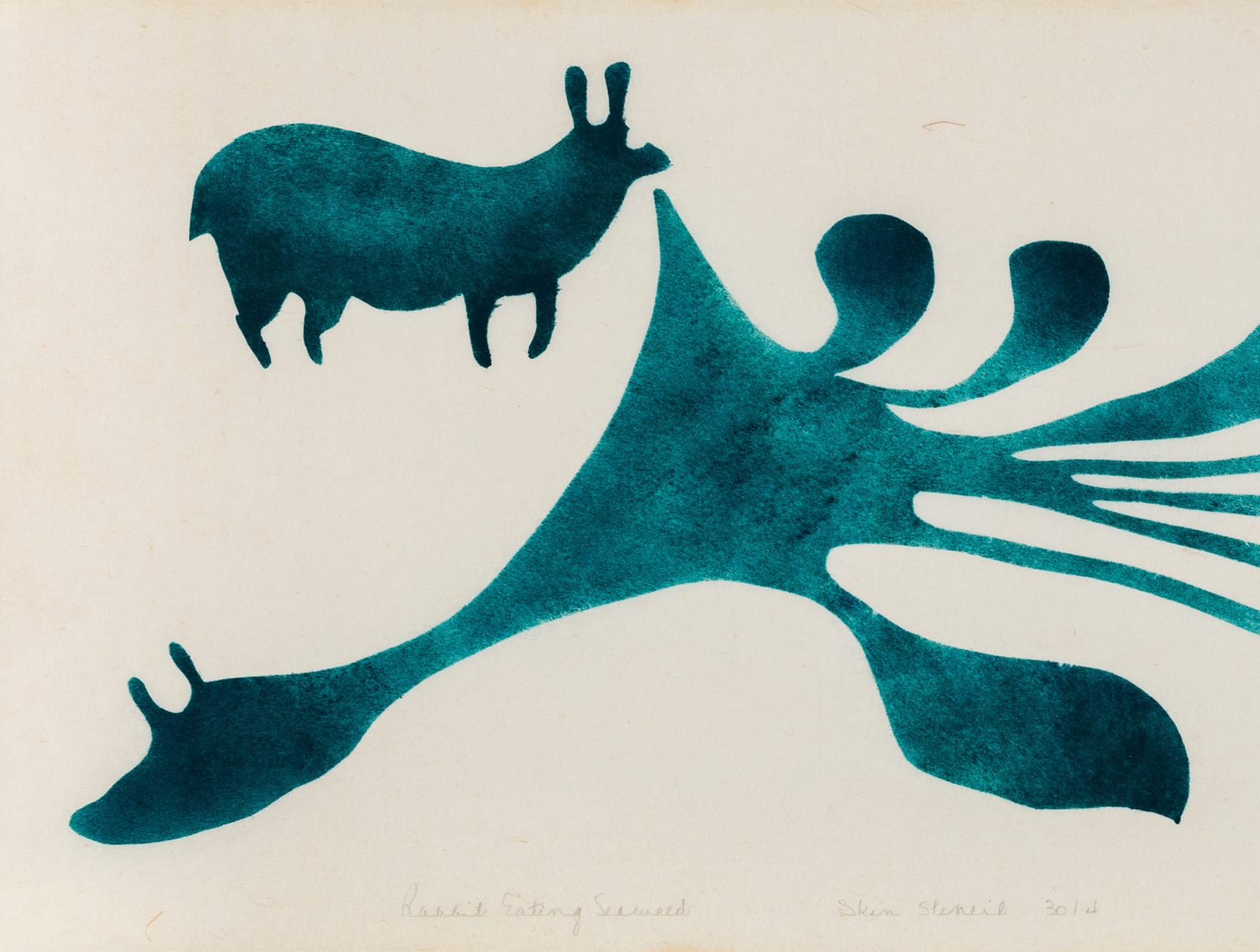 KENOJUAK ASHEVAK, C.C., R.C.A. (1927-2013) KINNGAIT (CAPE DORSET), Rabbit Eating Seaweed, 1958 (1959 #8)