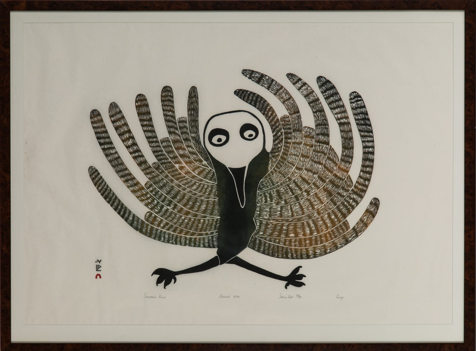 LUCY QINNUAYUAK (1915-1982) KINNGAIT (CAPE DORSET), Startled Bird, 1970 #27