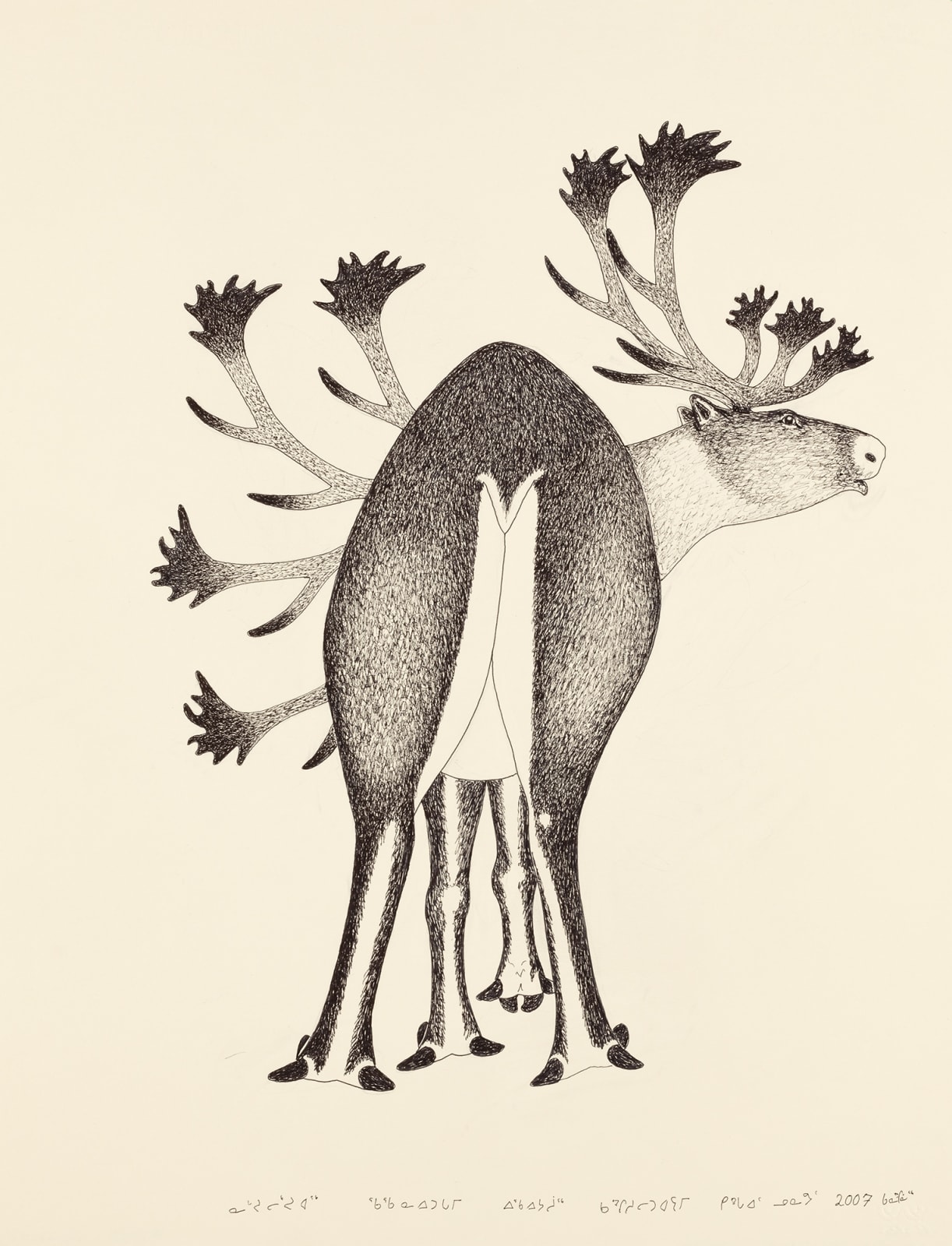 KANANGINAK POOTOOGOOK, R.C.A. (1935-2010) KINNGAIT (CAPE DORSET), Bull Caribou, 2007