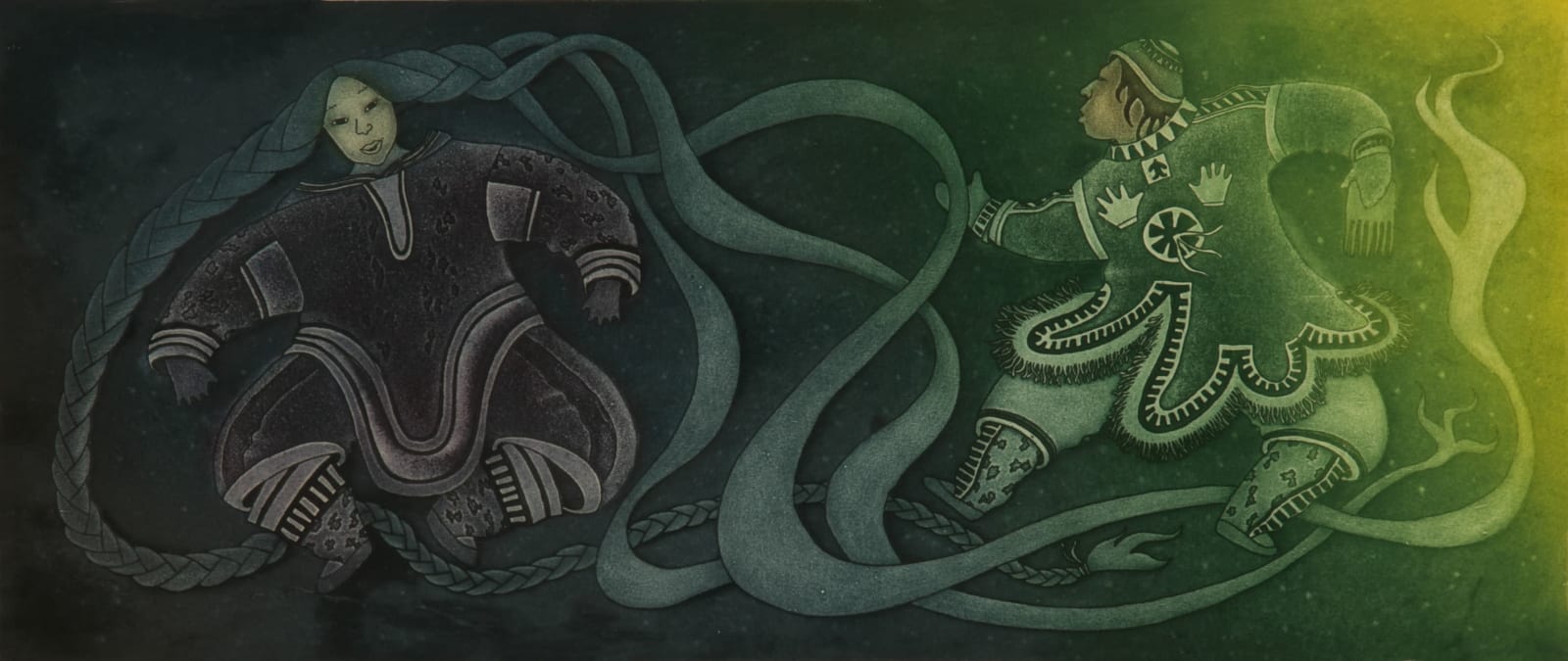 GERMAINE ARNAKTAUYOK (1946-) Iglulik (Igloolik), Shaman Combing Sedna's Hair II, 2003