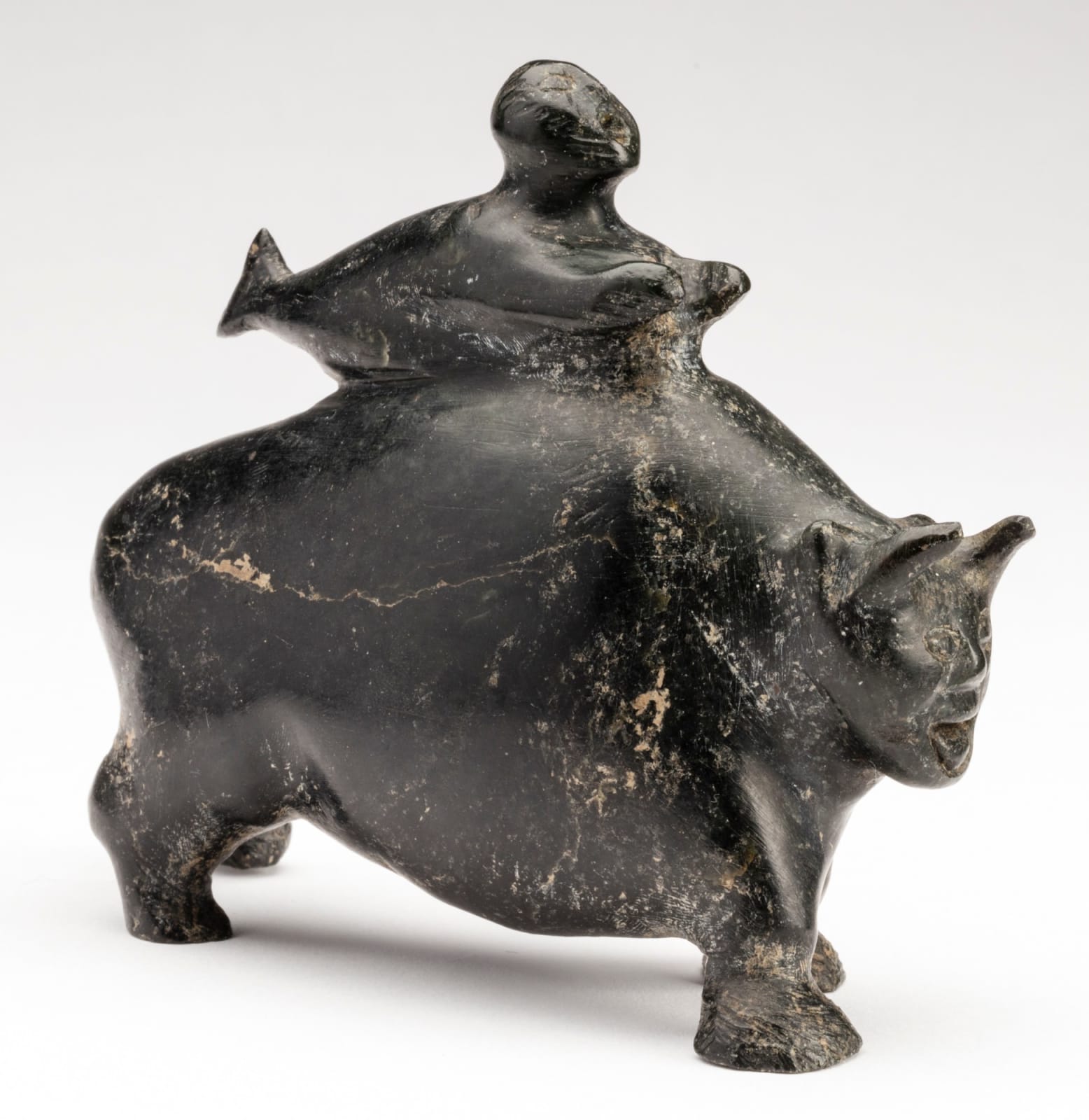 SALOMONIE JAW (1954-) KINNGAIT (CAPE DORSET), Fish Spirit and Muskox, 1965