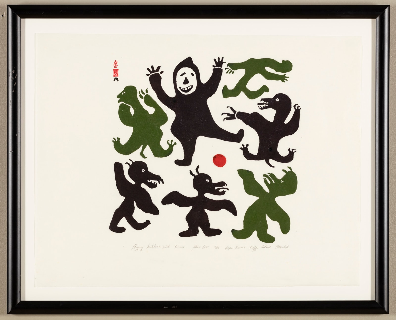 PITSEOLAK ASHOONA, R.C.A., O.C., (1904-1983) KINNGAIT (CAPE DORSET), Playing Kickball with Demons, 1960 #49