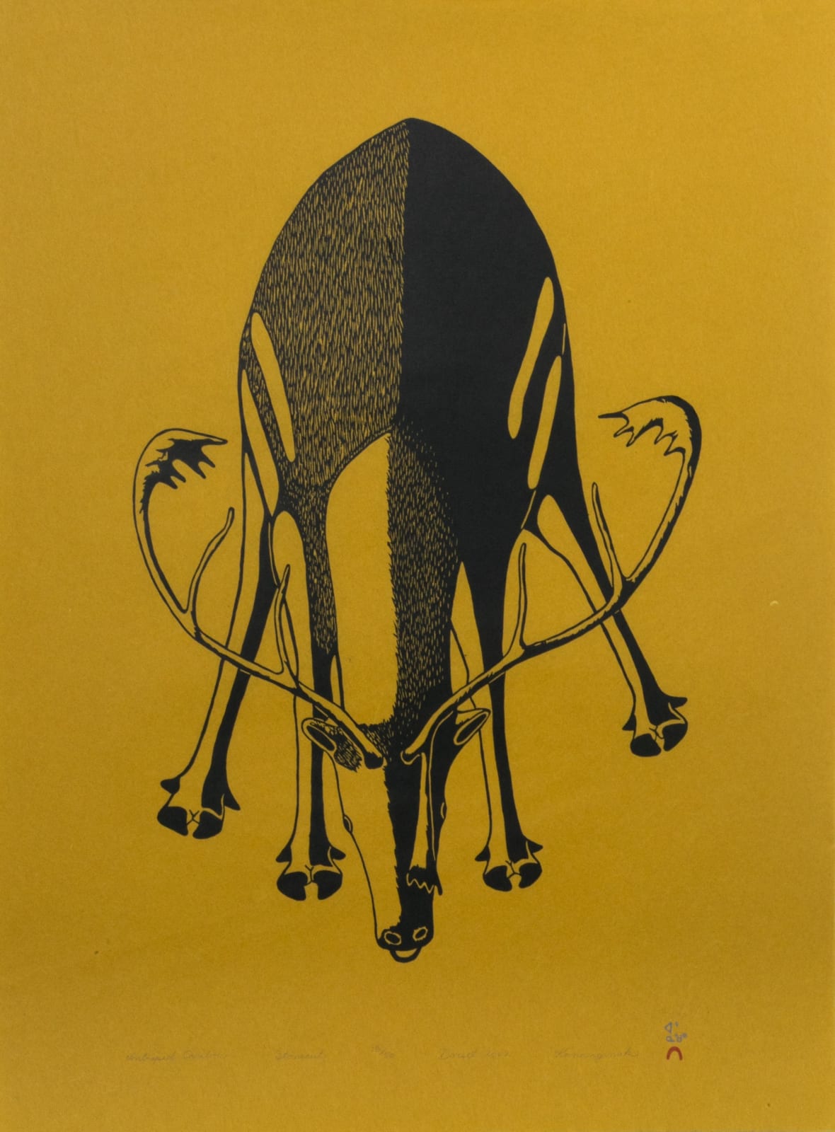 KANANGINAK POOTOOGOOK, R.C.A. (1935-2010) KINNGAIT (CAPE DORSET), Intrepid Caribou, 2002 #7