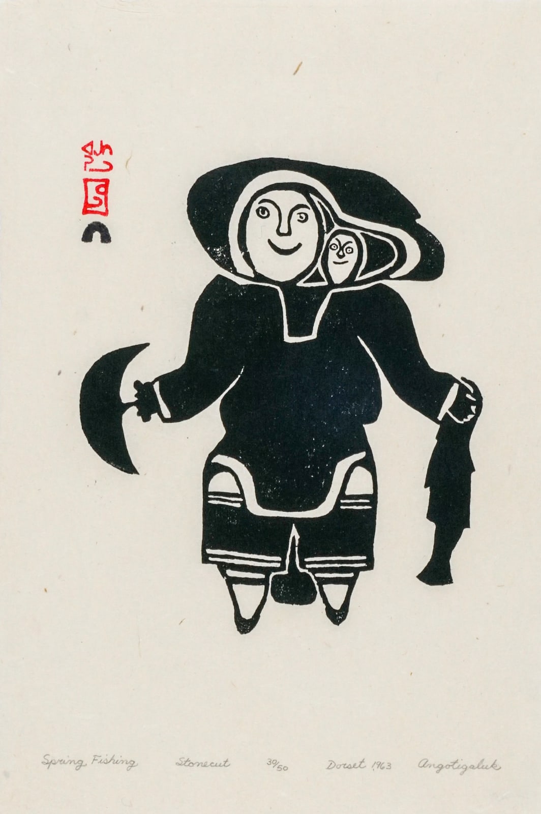 ANGOTIGALUK TEEVEE (1910-1967) KINNGAIT (CAPE DORSET), Spring Fishing, 1963 (1999 #1)