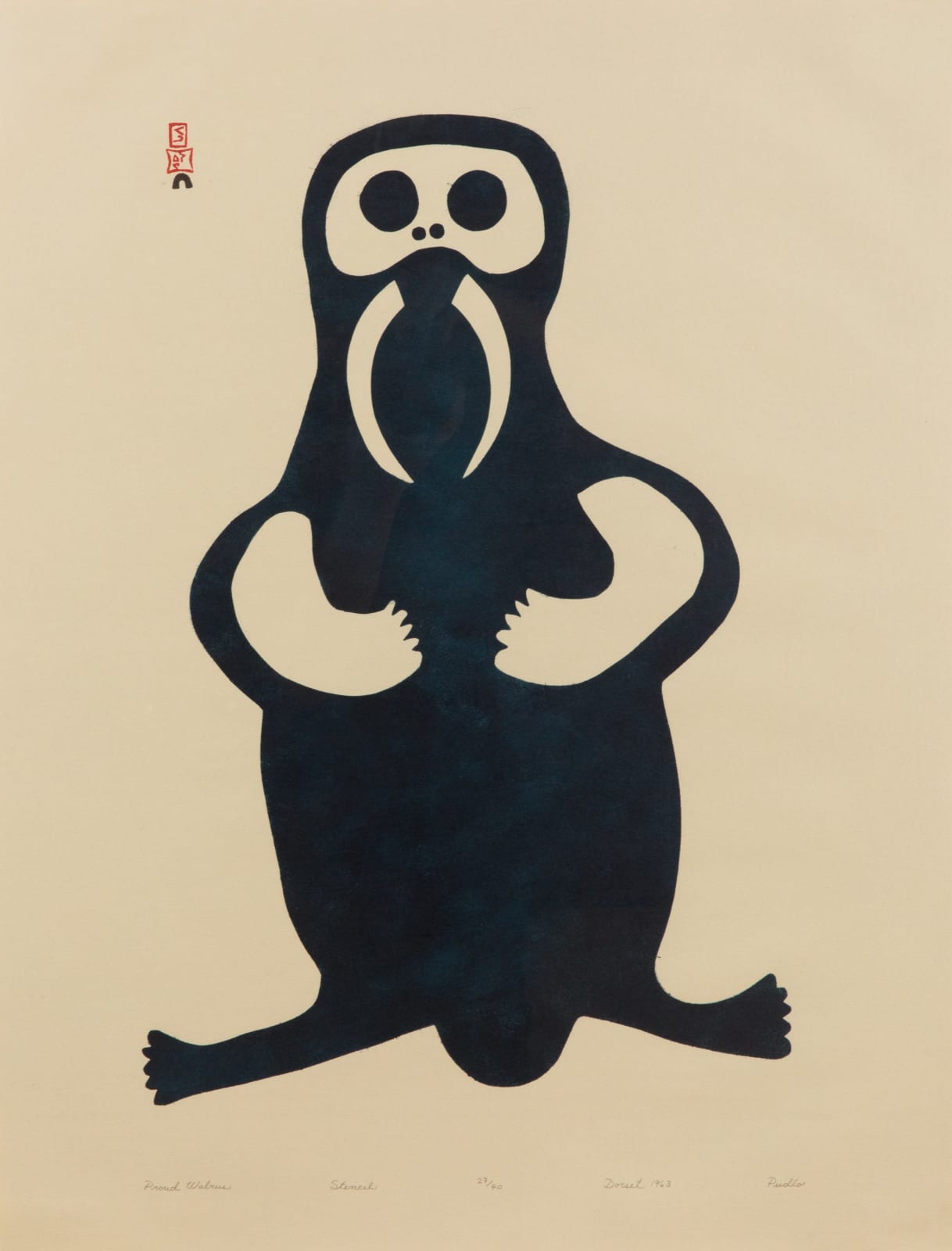 PUDLO PUDLAT (1916-1992) KINNGAIT (CAPE DORSET), Proud Walrus, 1963 (2002 #3)