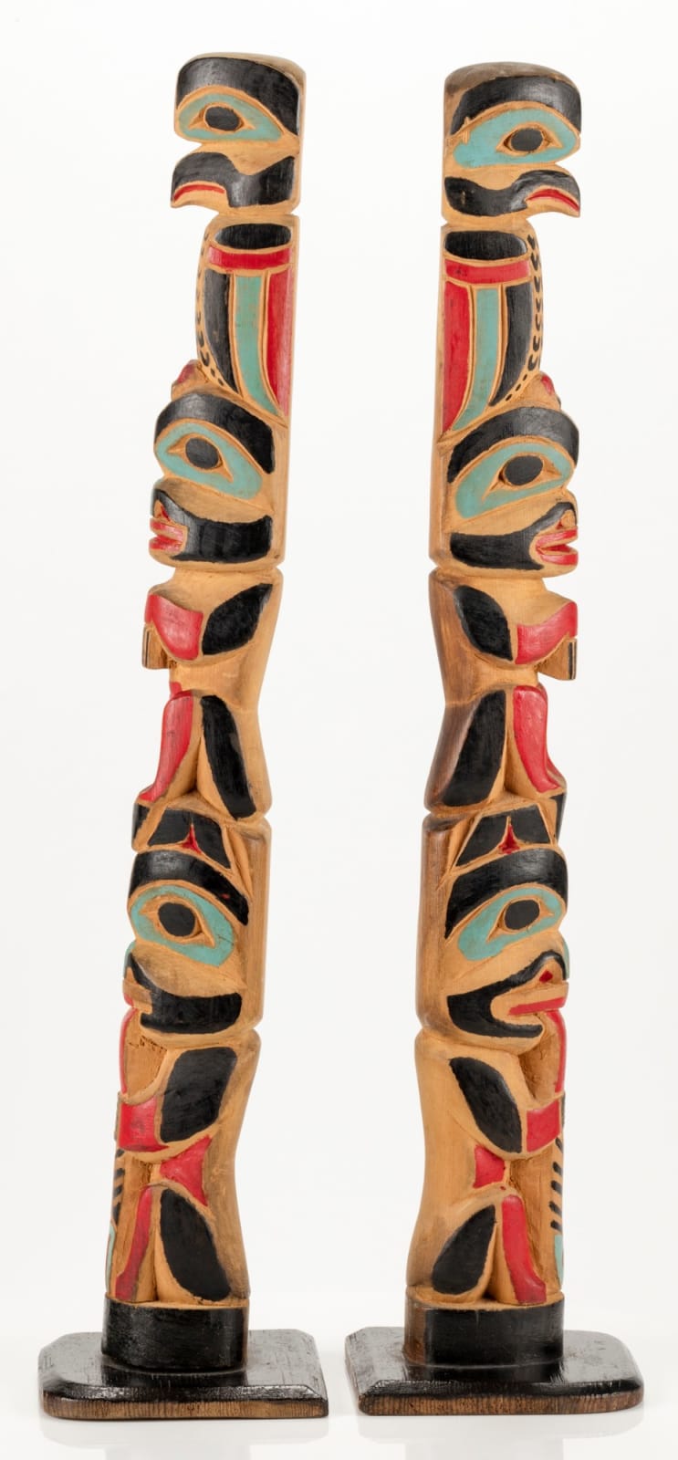 JOHN MICHAEL (1875-1942) TLINGIT, Pair of Model Totem Poles, c. 1920s